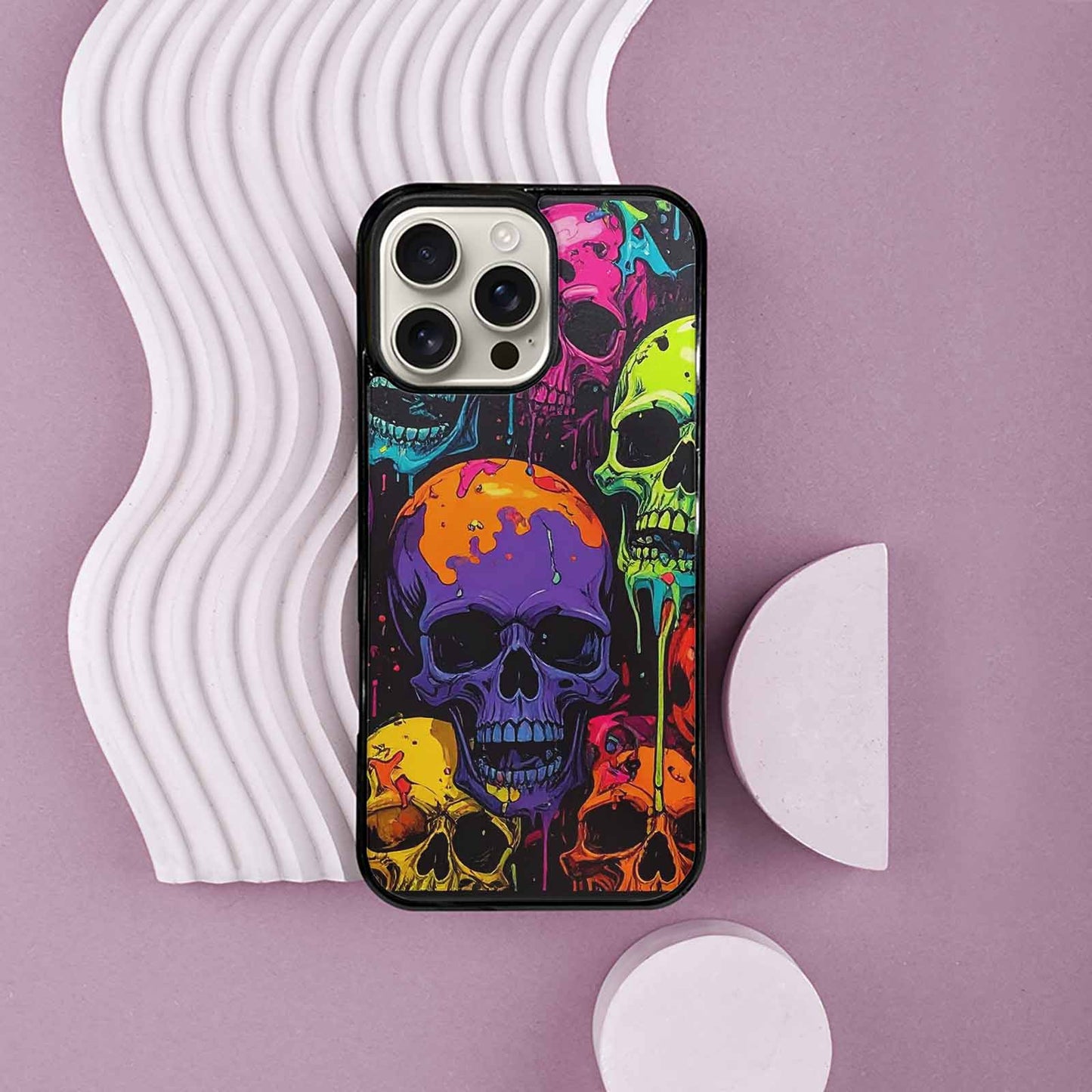 iPhone 16 Pro Max Case — Vibrant Camo 1000\'s Of Skeletons Neon, Custom Phone Case