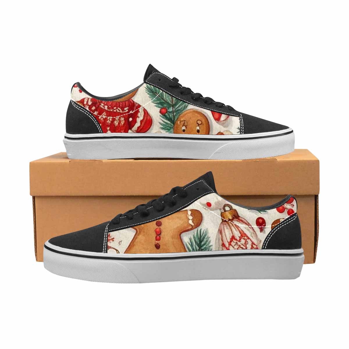 MEN'S Christmas Holly Snowflake Canvas Lace-Up Aesthetic Custom Shoes