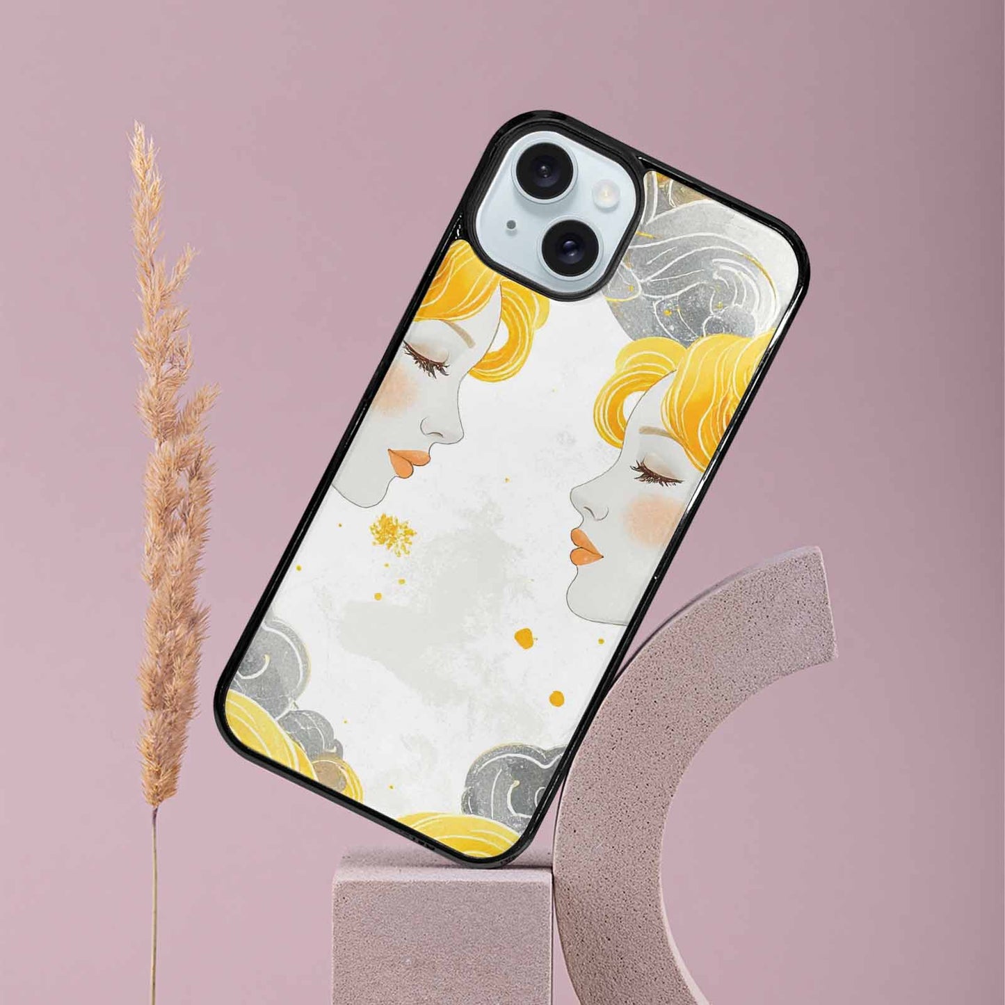 iPhone 15 Plus Case — Gemini Twins Zodiac Pattern Seamless Repeat, Custom Designed Case Cover