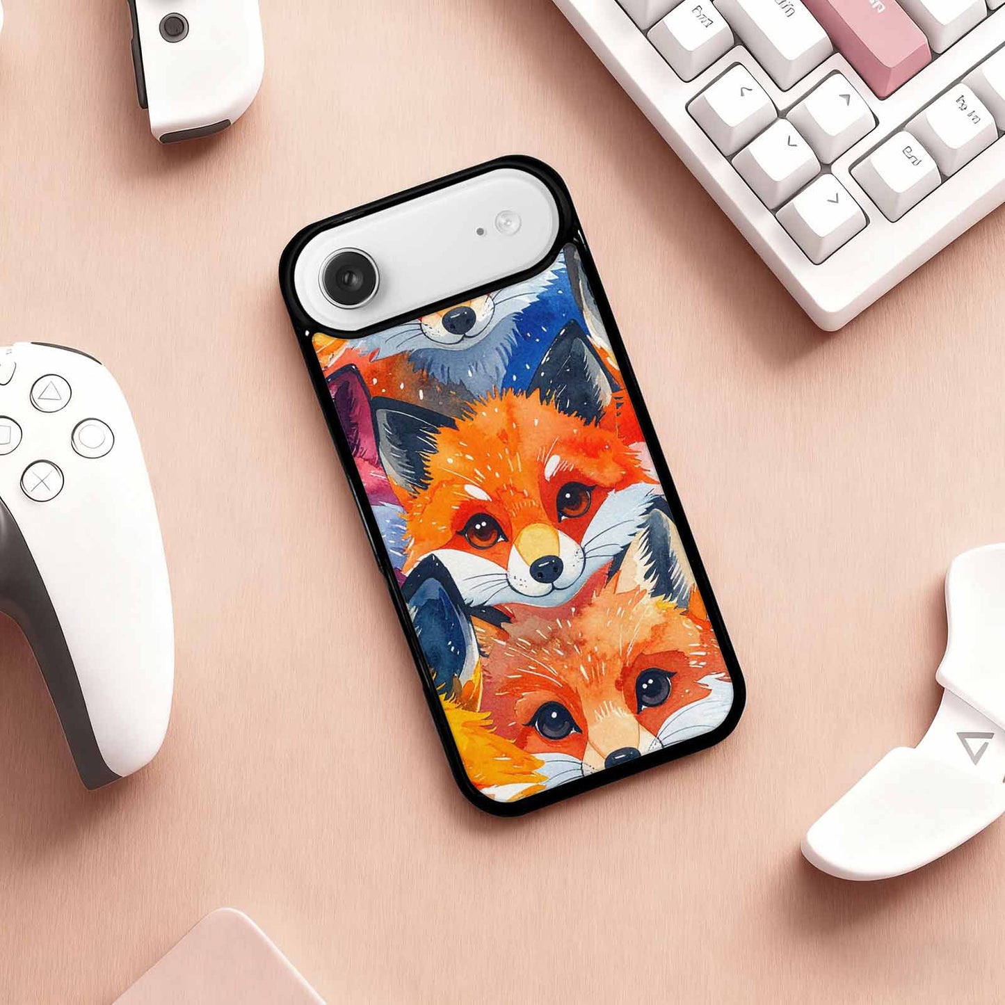 iPhone 17 Air Case — Watercolor Kawaii Fox Faces Watercolor Abstract, Custom Printed Phone Case