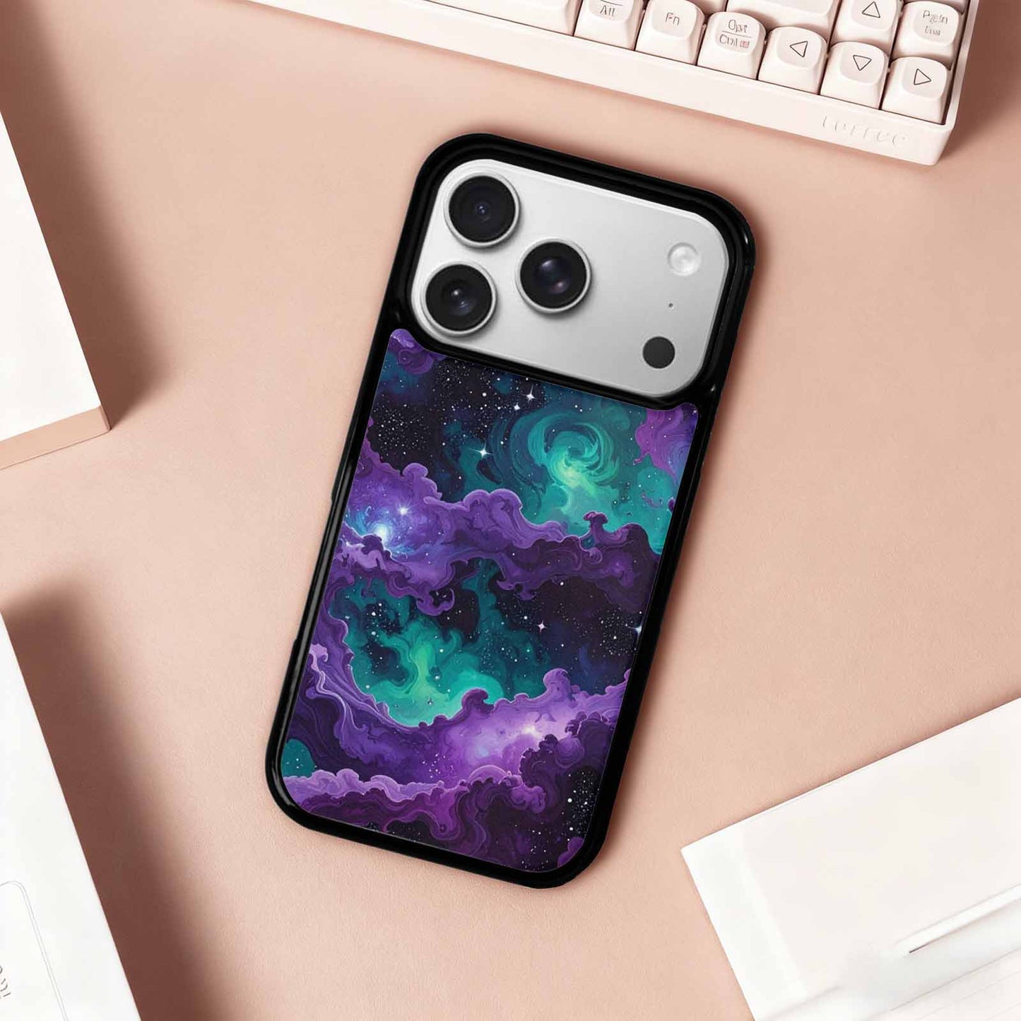 iPhone 17 Pro Case — Seamless Tileable Pattern Of Swirling Galaxy, Custom Made Phone Cover