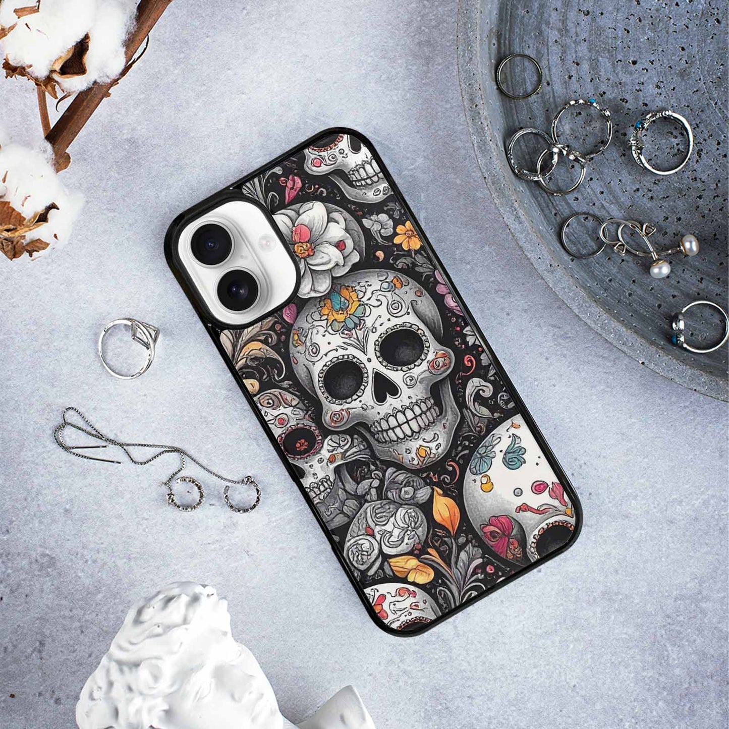 iPhone 16 Plus Case — Greyscale Black And White Dark Black, Custom Phone Case