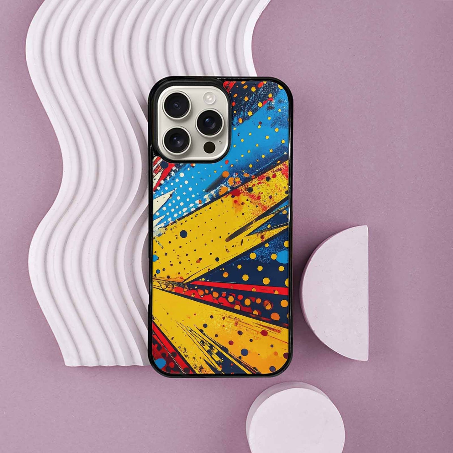 iPhone 16 Pro Max Case — Comic Halftone Comic Bursts Pattern Hundreds, Personalized Phone Case