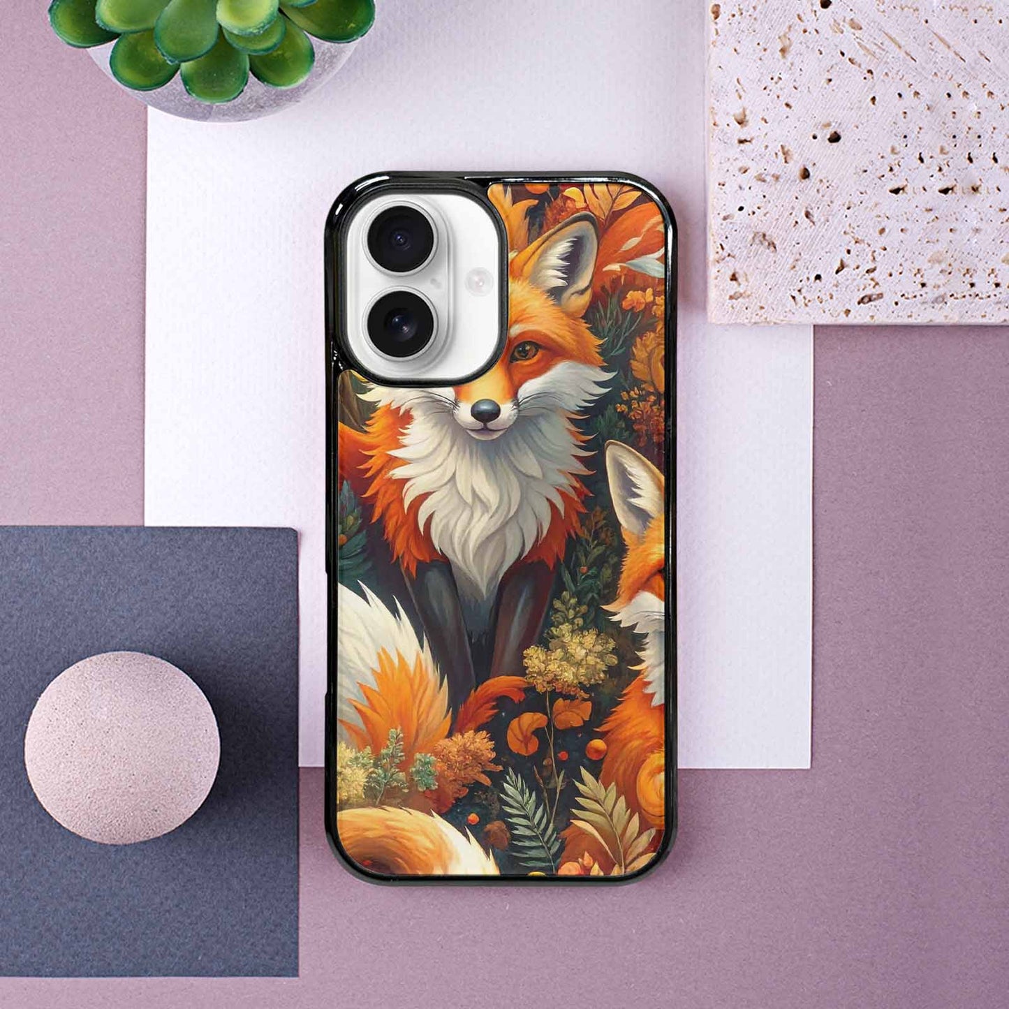 iPhone 16 Case — Fox Forest Fox Forest Pattern Hundreds, Custom Print Case Cover