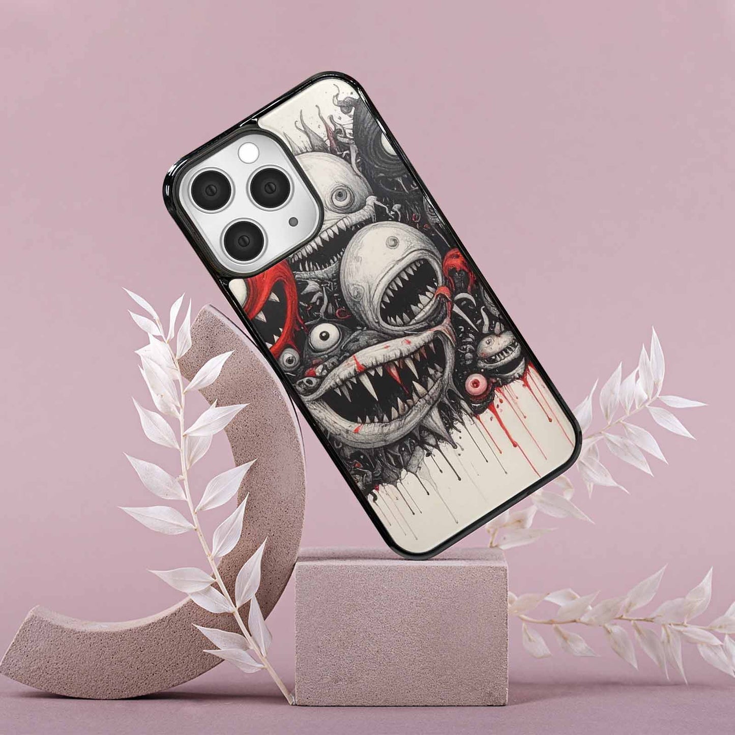 iPhone 15 Pro Max Case — Multi Eye Monster Black Red Ink, Custom Phone Case