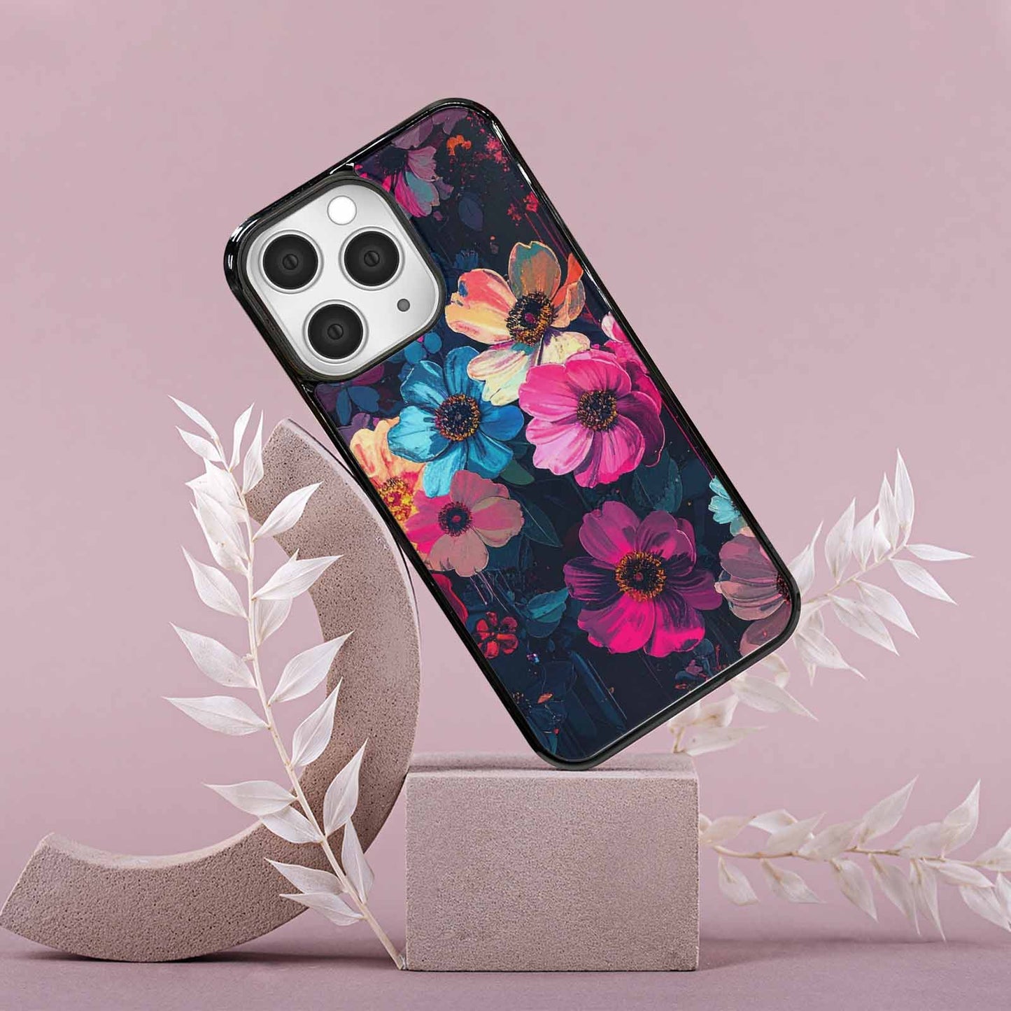 iPhone 15 Pro Max Case — Shadowy Glitch Floral Pattern Hundreds Of, Custom Art Phone Cover