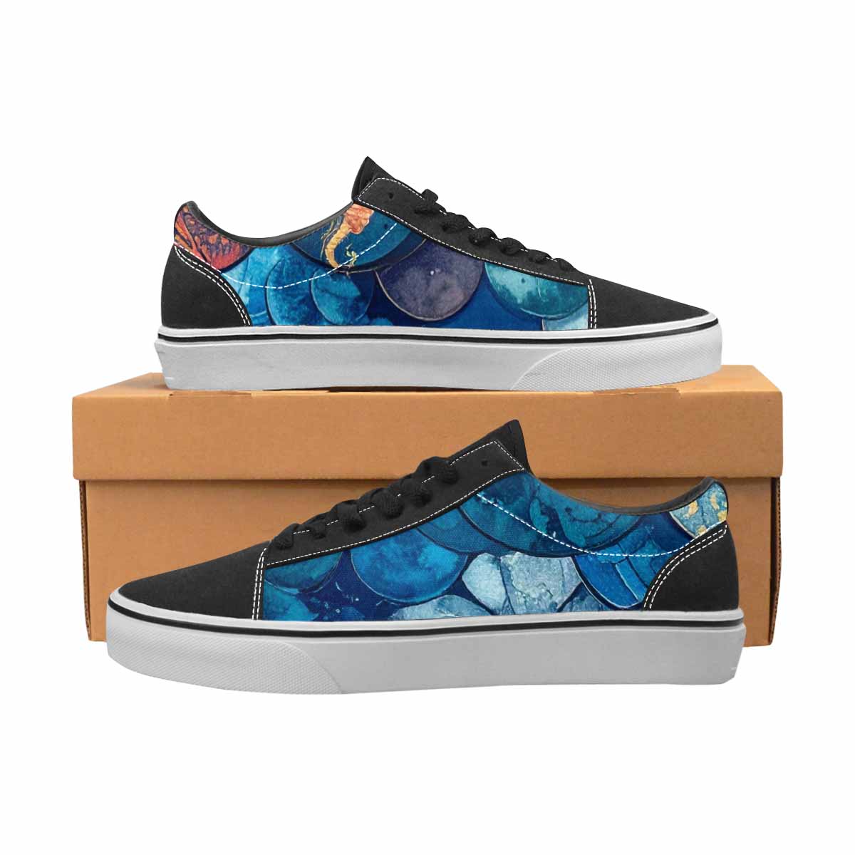 MEN'S Fish Scale Coral Canvas Lace-Up Vibrant Chaos Custom Shoes