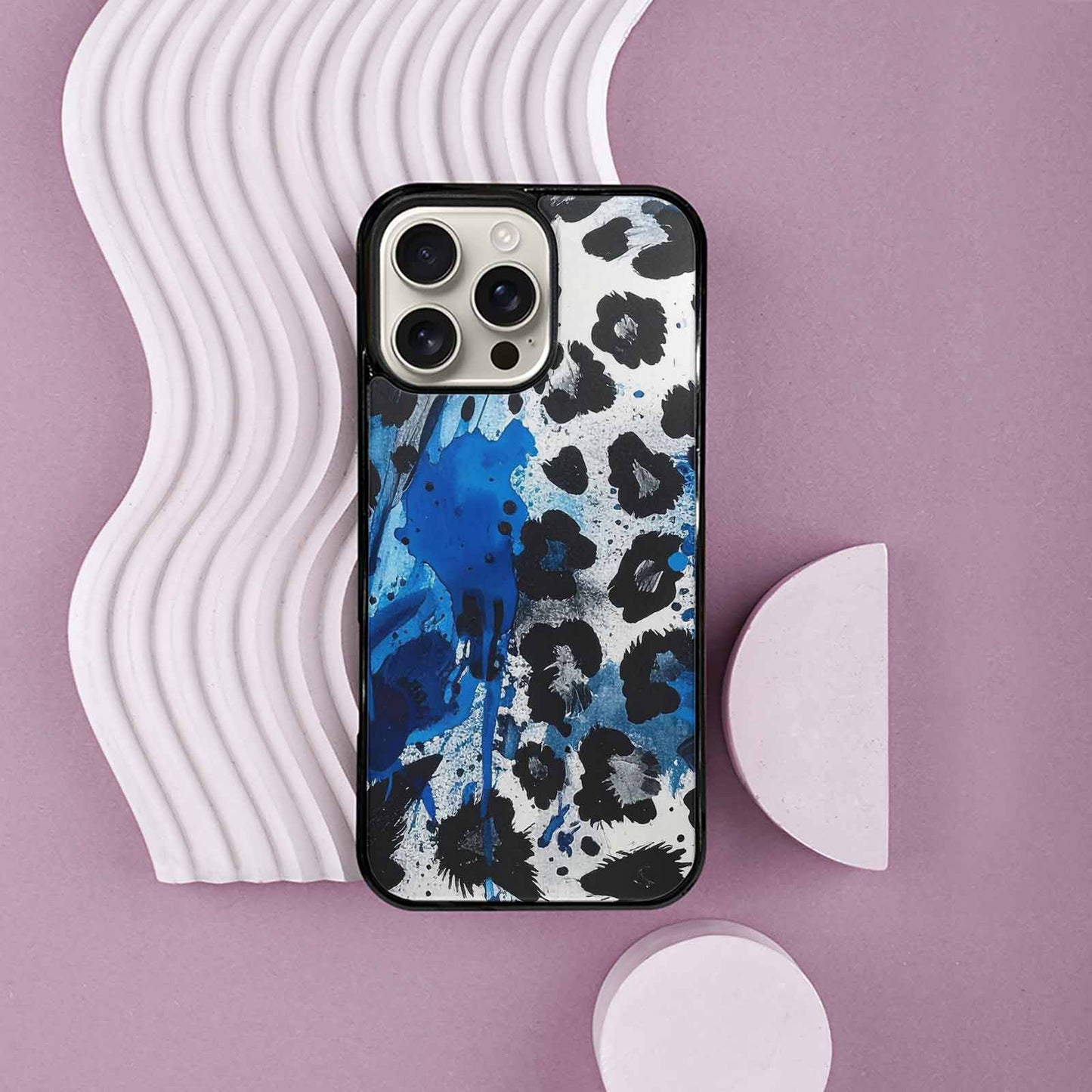 iPhone 16 Pro Max Case — Animal Print Black Blue Ink Animal, Custom Made Phone Cover