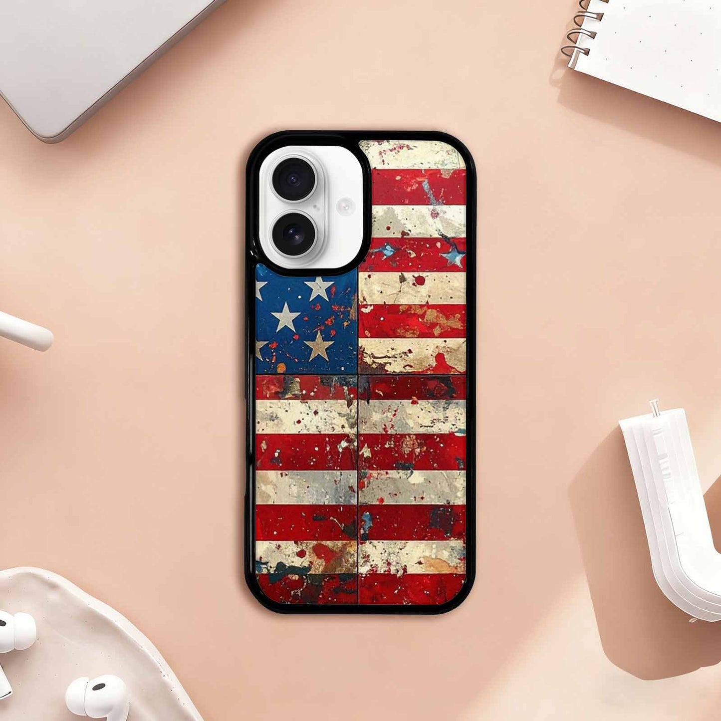 iPhone 17 Case — Small American Flag Stars Galaxy Space, Custom Print Case Cover