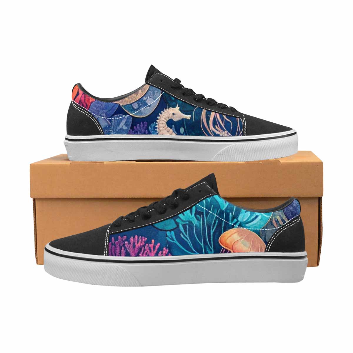 MEN'S Fish Scale Coral Canvas Lace-Up Grunge Sneakers