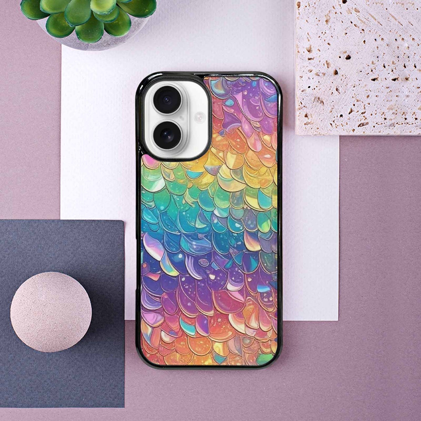 iPhone 16 Case — Holographic Iridescent Shimmer Pattern Hundreds Of, Custom Designed Case Cover