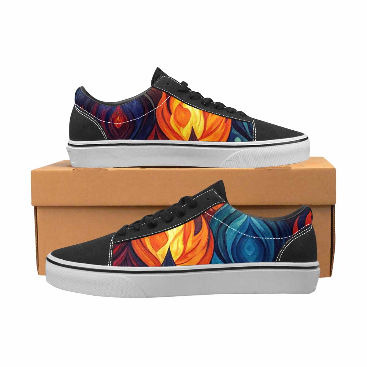 MEN'S Fire Flame Canvas Lace-Up Neon Fantasy Shoes