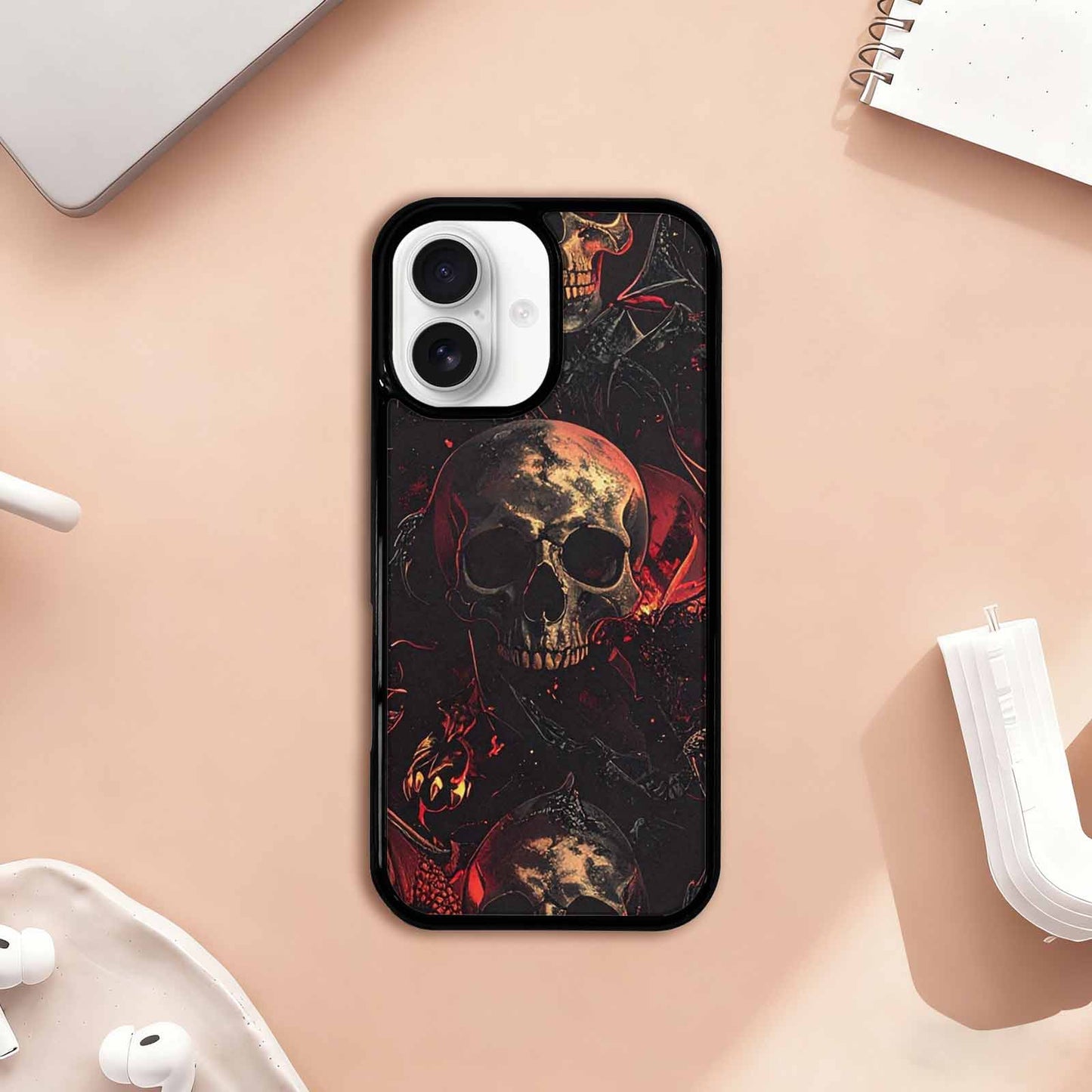iPhone 17 Case — Skull Dark Art Gothic Print Gothic, Custom Printed Phone Case