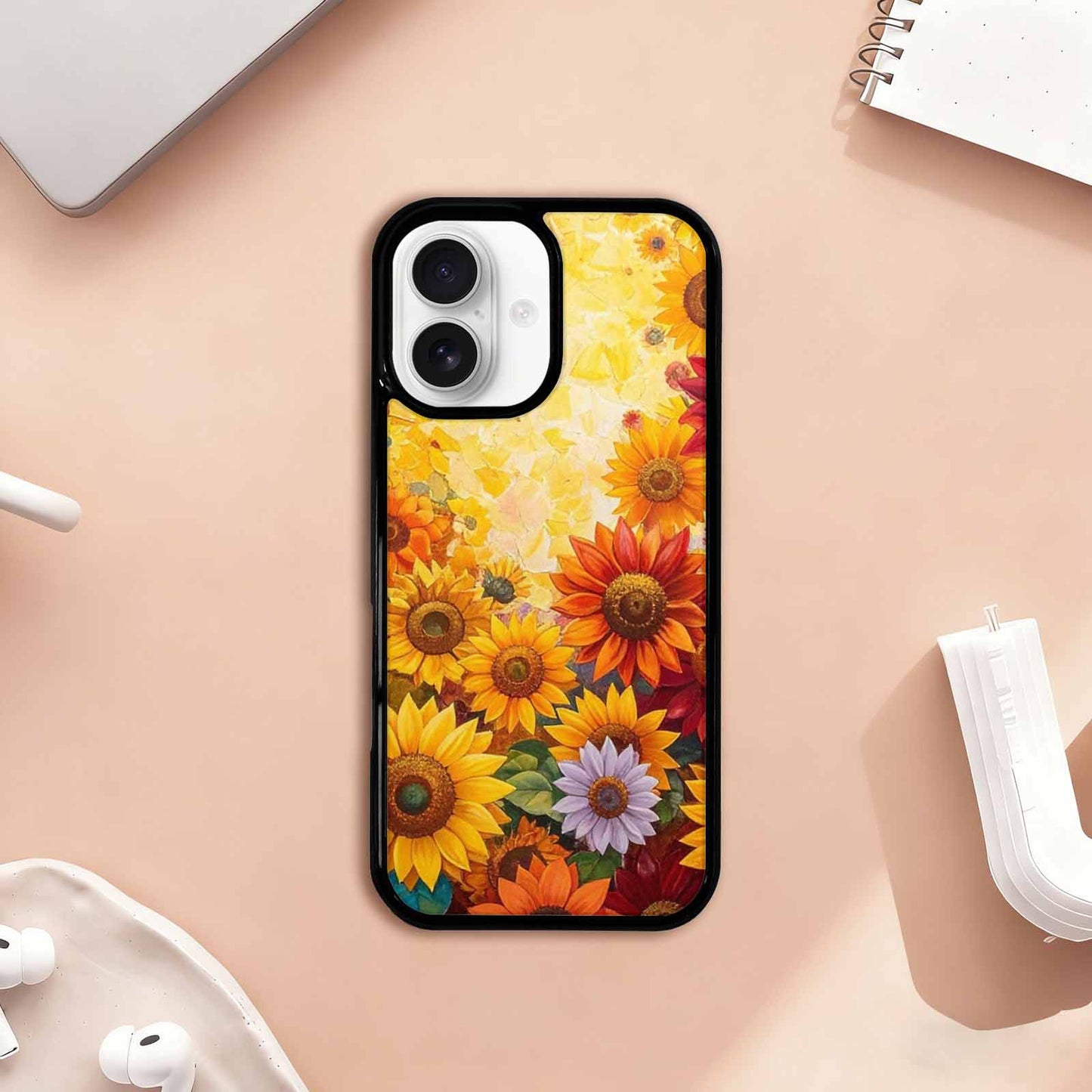 iPhone 17 Case — Full Color Vibrant Sunflower Floral, Custom Printed Phone Case