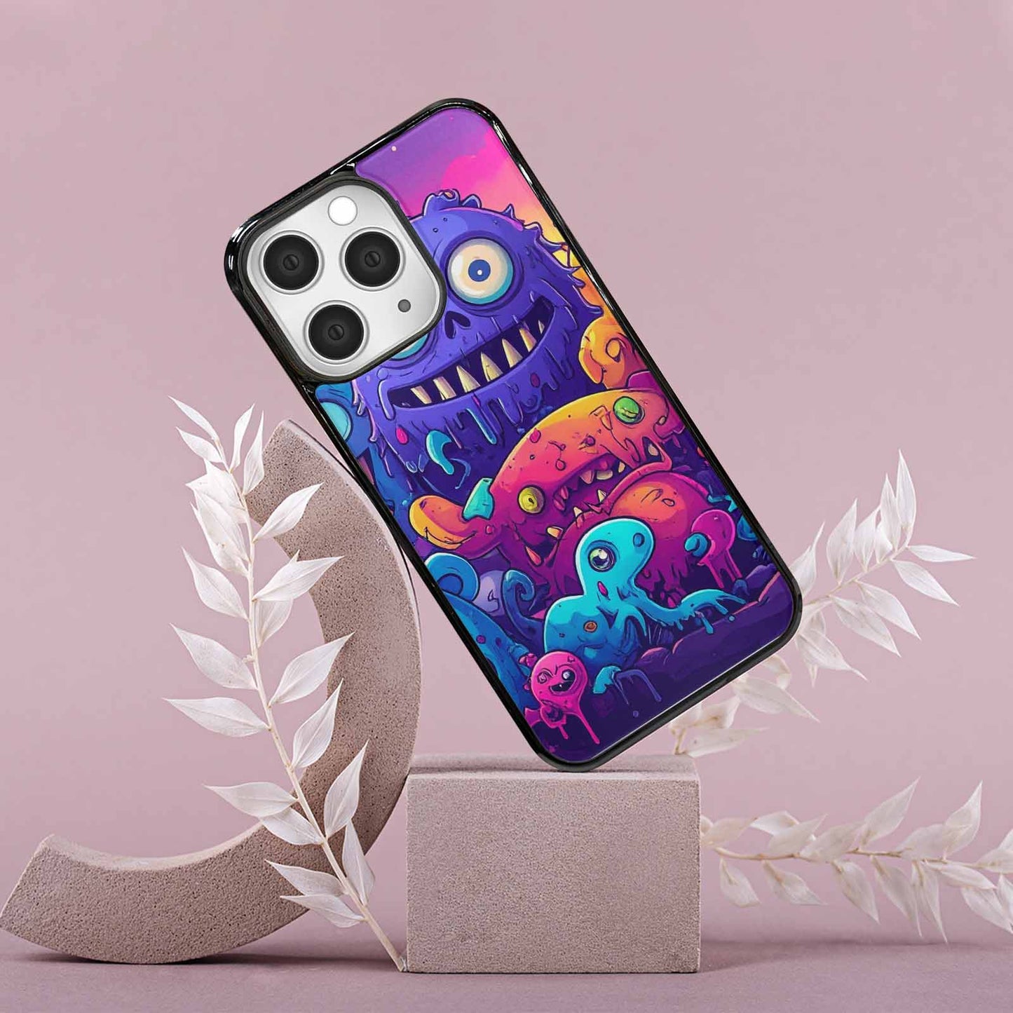 iPhone 15 Pro Max Case — Overlapping Endlessly No Empty Space Monsters, Personalized Phone Case