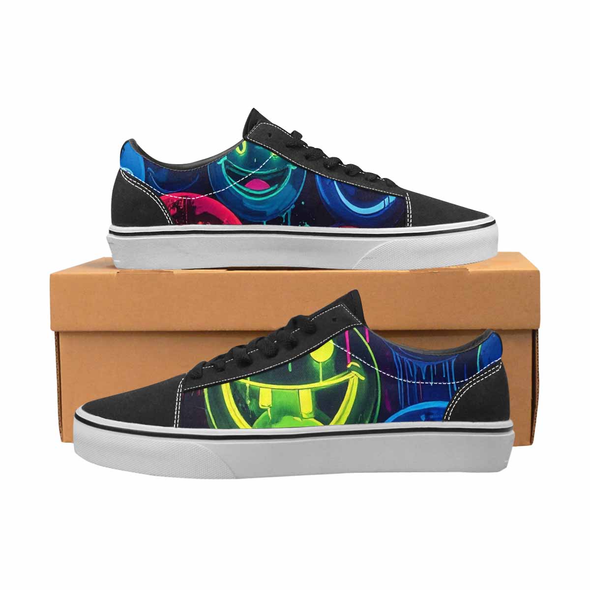 WOMEN'S Smiley Faces × Glow Lace-Up Canvas Surreal Shoes