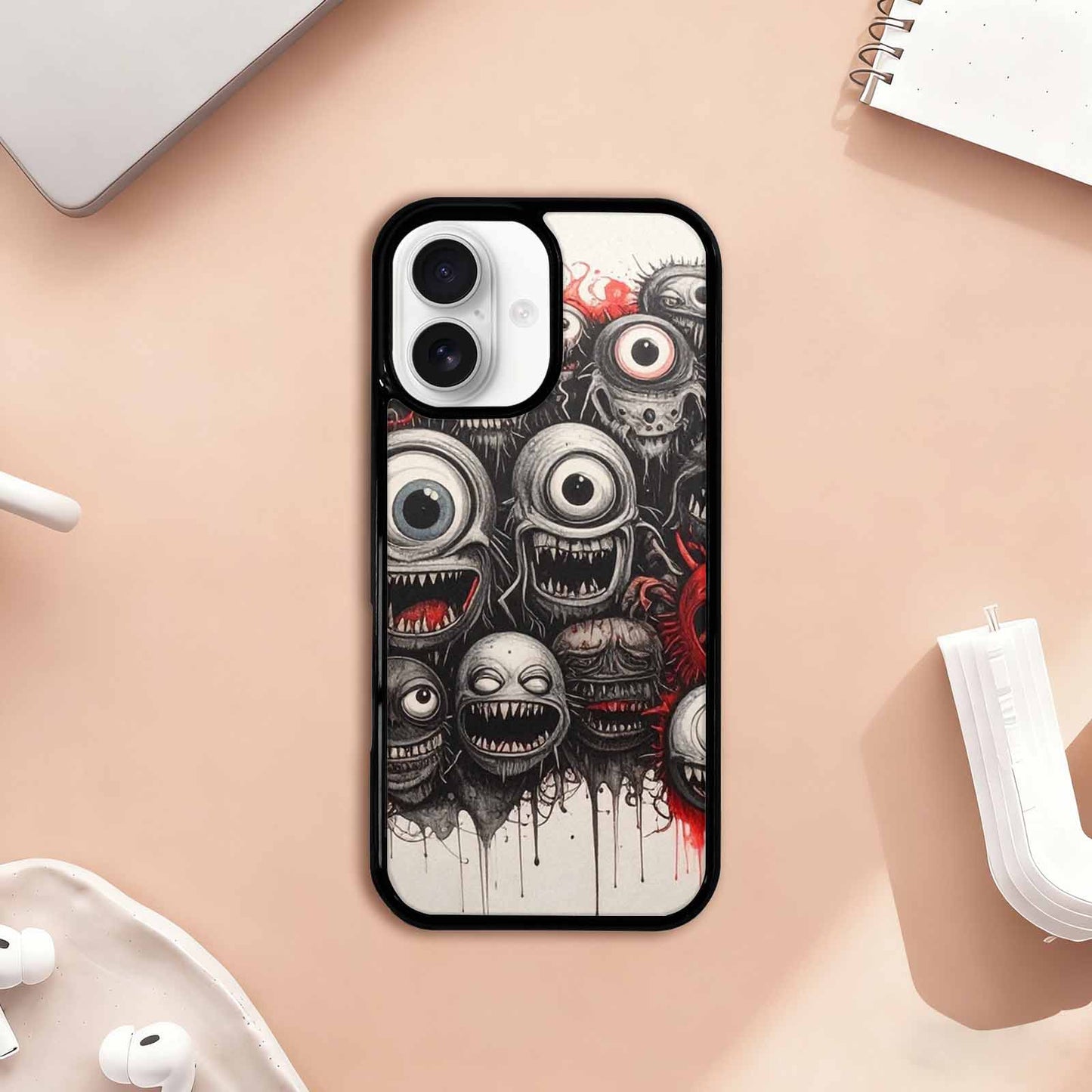 iPhone 17 Case — Multi Eye Monster Black Original Art, Custom Printed Phone Case