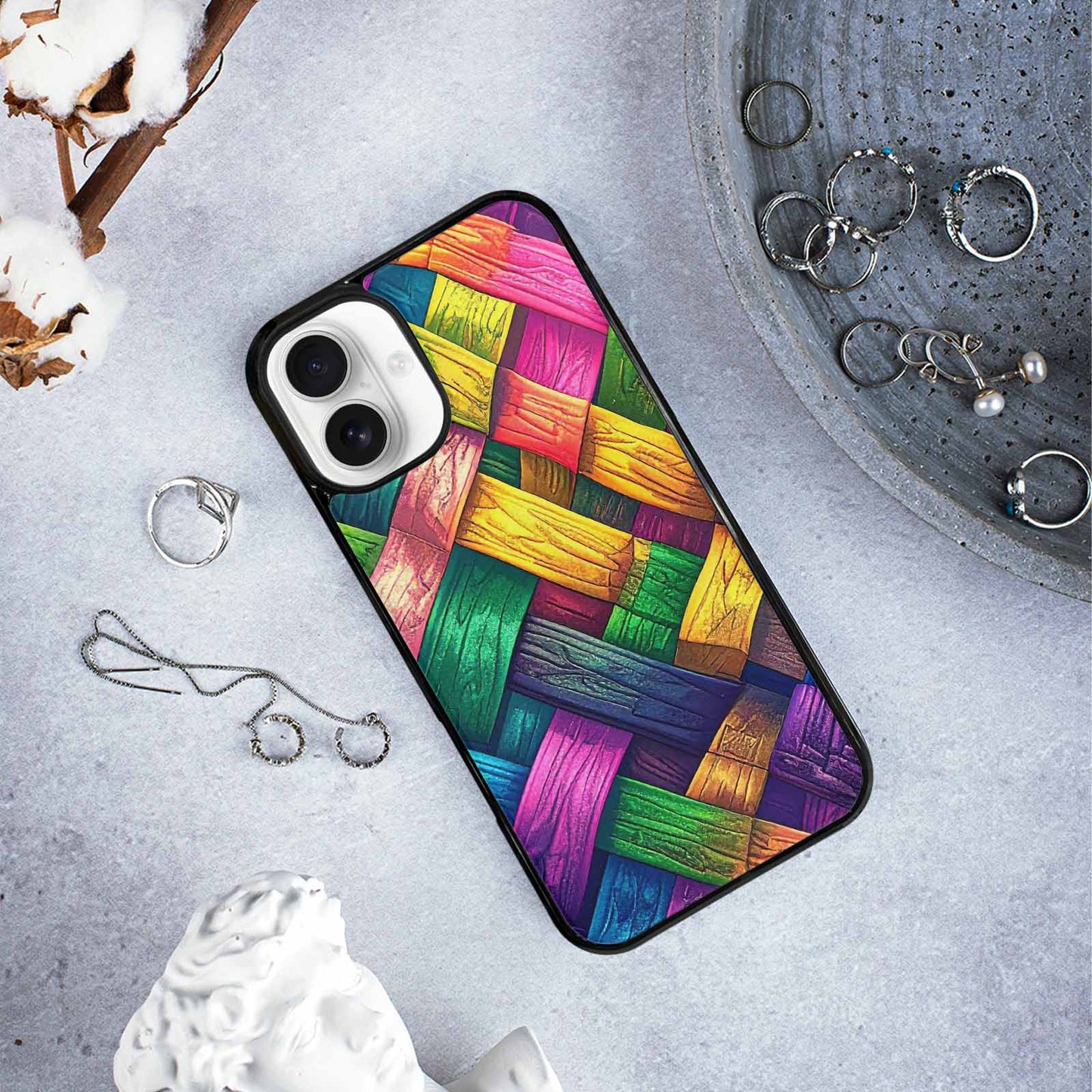 iPhone 16 Plus Case — Polysexual Flag Color Theme Small Rainbow, Custom Designed Case Cover