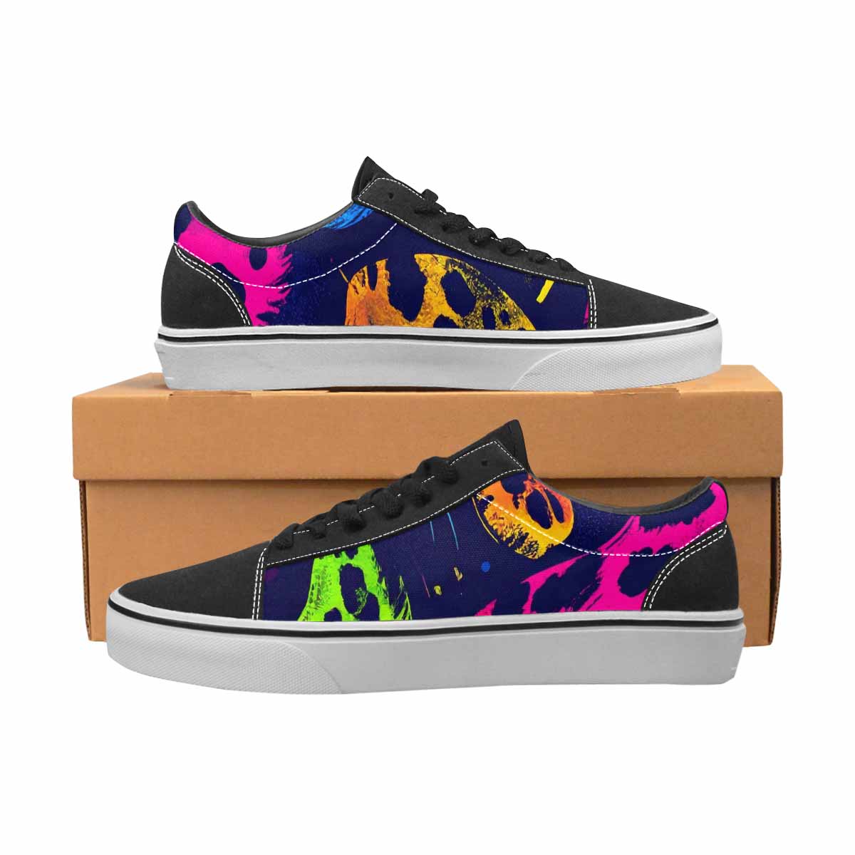 WOMEN'S Leopard Print Neon Canvas Lace-Up Surreal Shoes