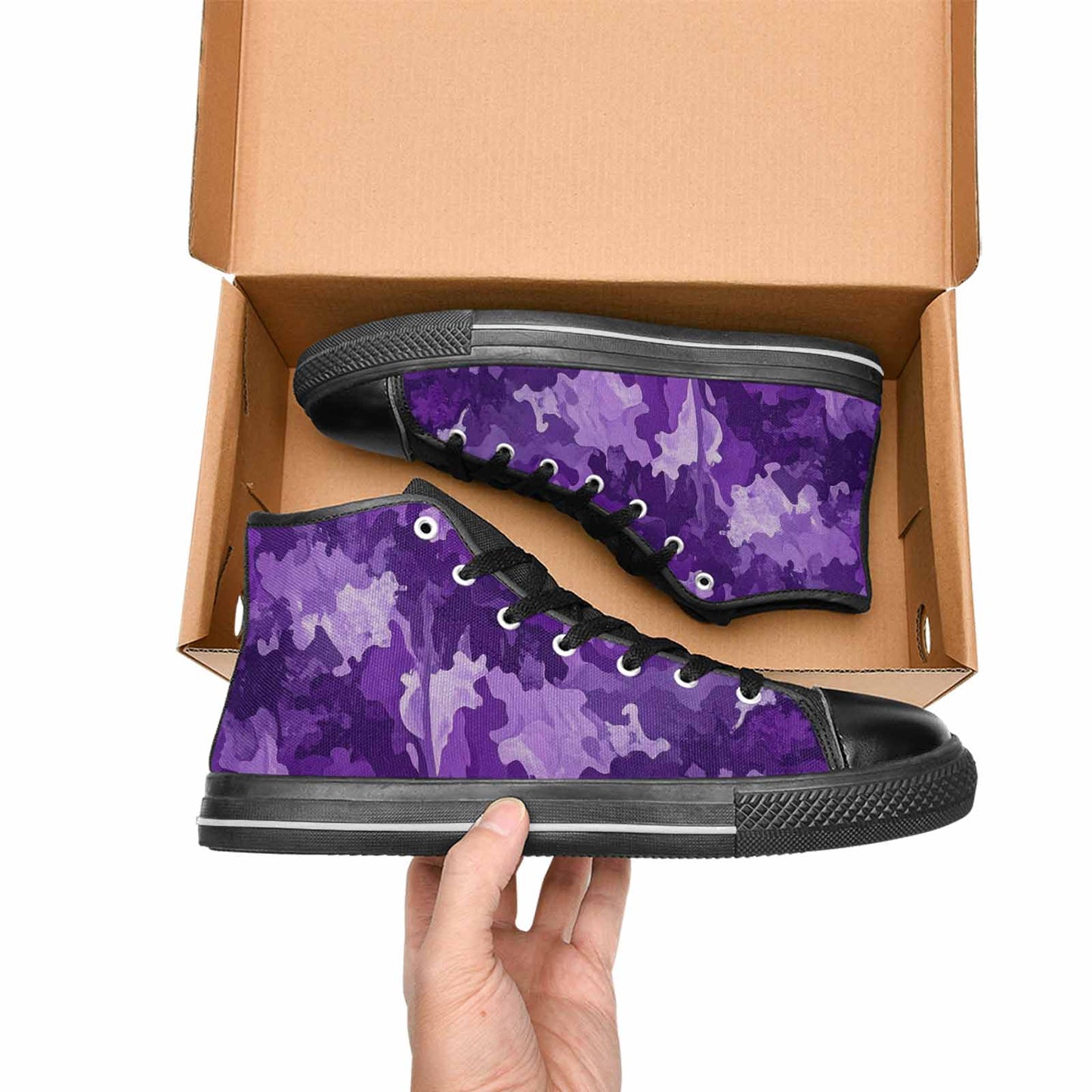 MEN'S Military Camouflage Blotch High Top Canvas Vibrant Chaos Custom Shoes