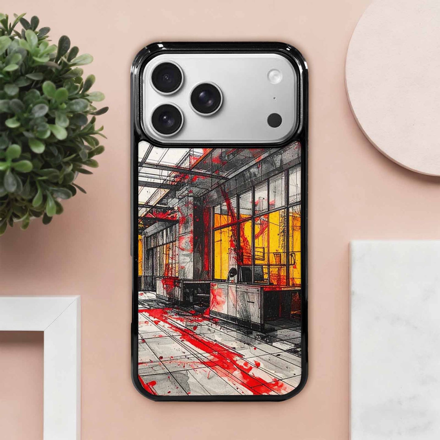 iPhone 17 Pro Max Case — Black & Red Ink Galaxy Space, Personalized Phone Case