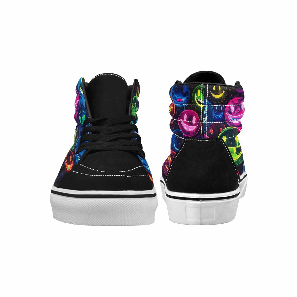 MEN'S Smiley Faces × Glow High Top Canvas Kaleidoscope Custom Sneakers