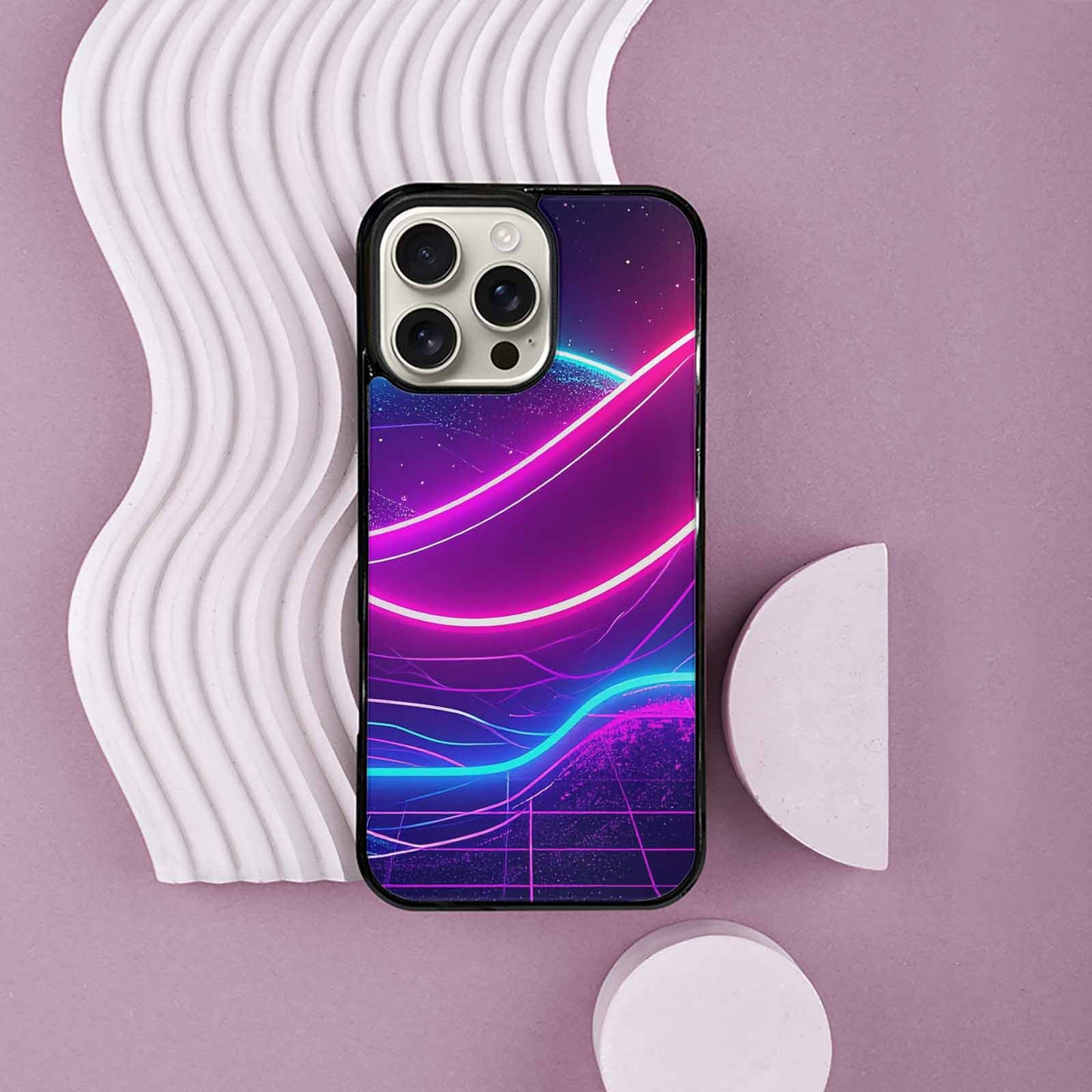 iPhone 16 Pro Max Case — 1980s Neon Cartoon Art Pattern, Custom Art Phone Cover