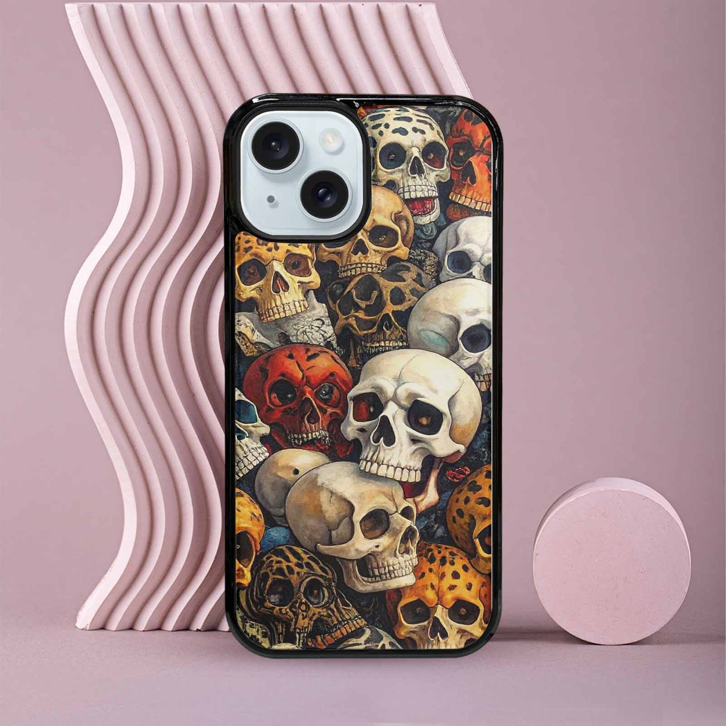 iPhone 15 Case — Skulls Pattern Hundreds Of Sma 1q9, Unique Phone Case Design