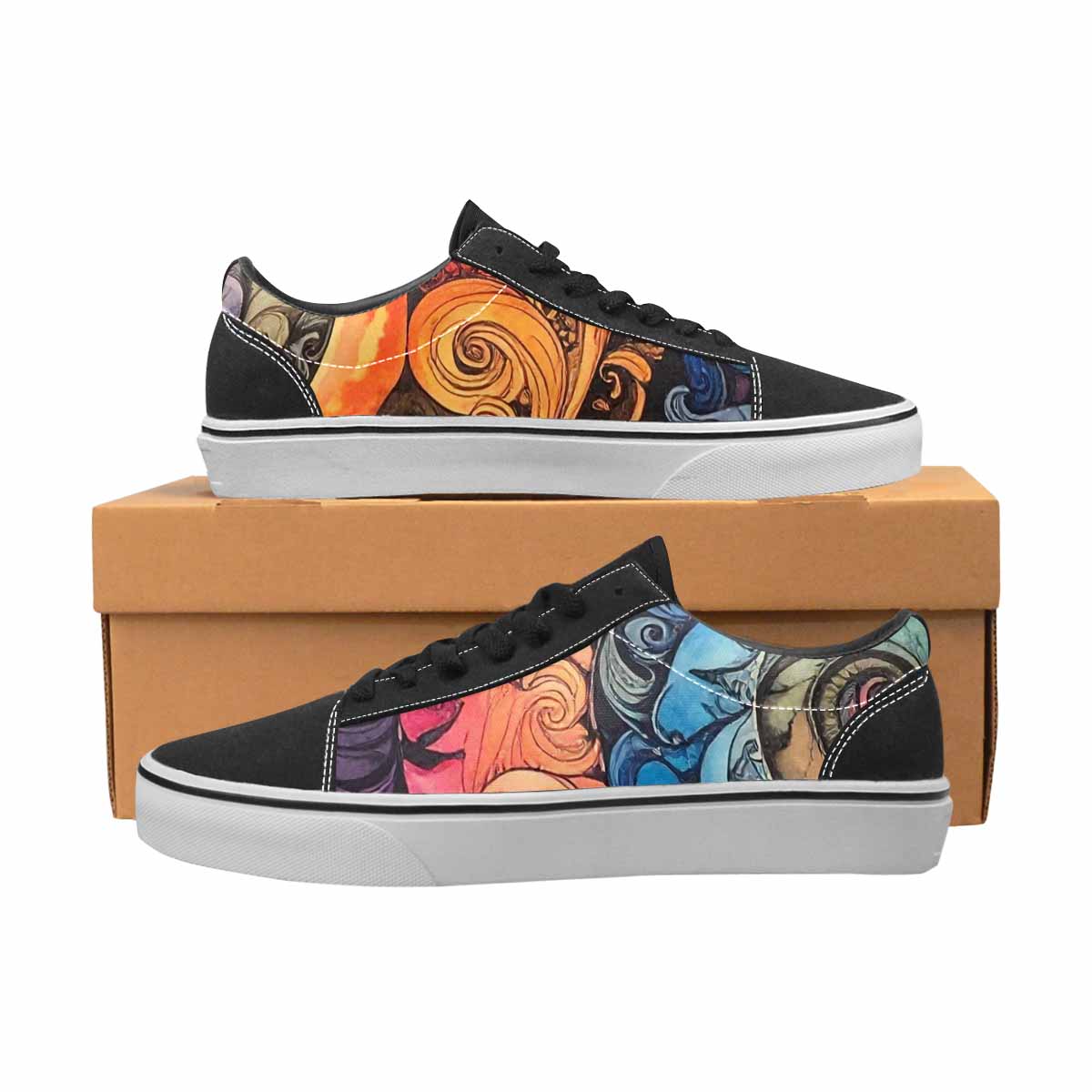 WOMEN'S Tie Lace-Up Canvas Kaleidoscope Custom Sneakers