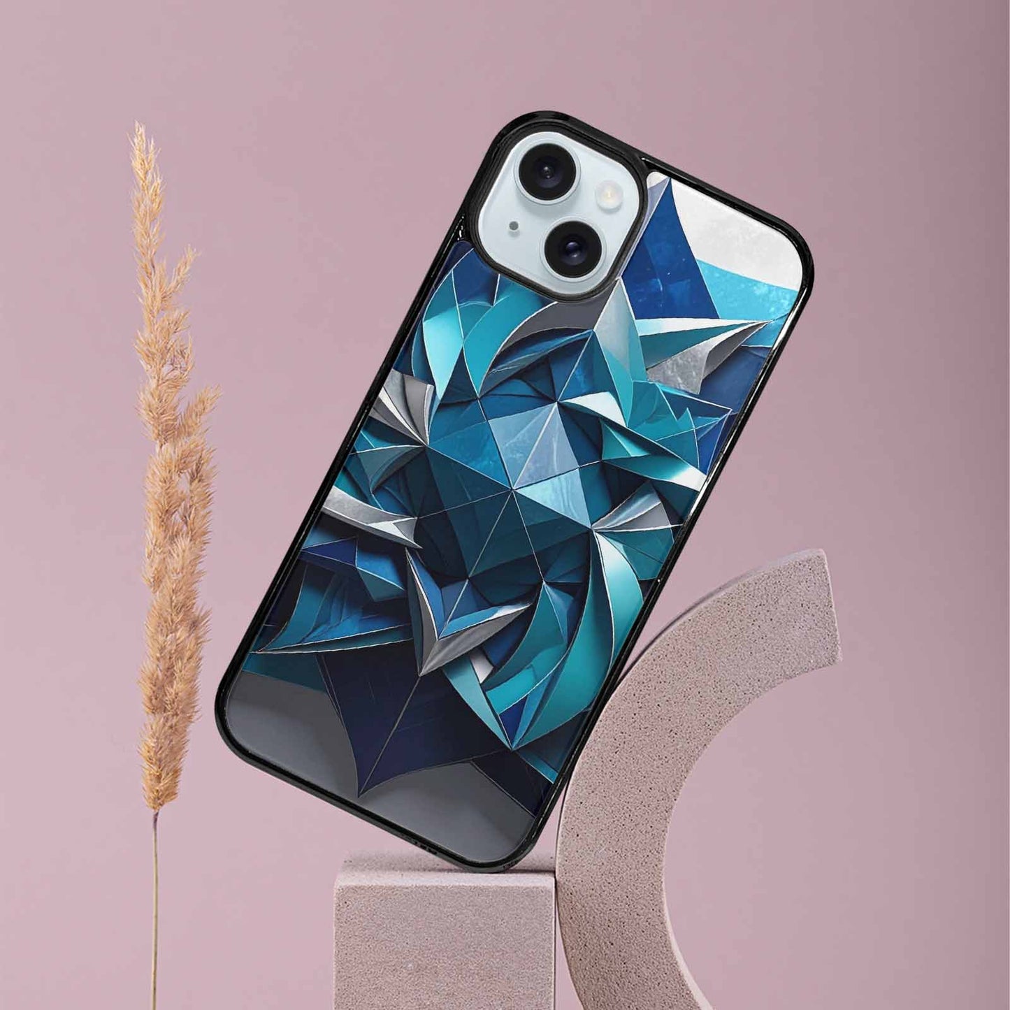 iPhone 15 Plus Case — Geometric Origami Art Pattern, Customized Protective Case
