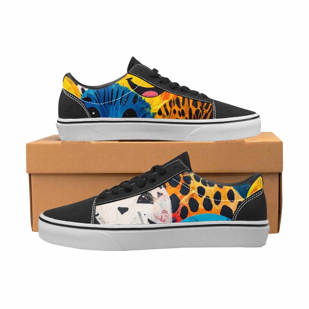 WOMEN'S Smiley Faces Lace-Up Canvas Vivid Custom Sneakers
