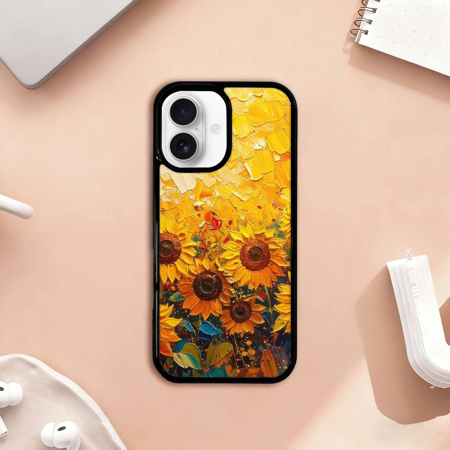 iPhone 17 Case — Impressionist Sunflower Brushstroke Pattern Floral, Customized Protective Case
