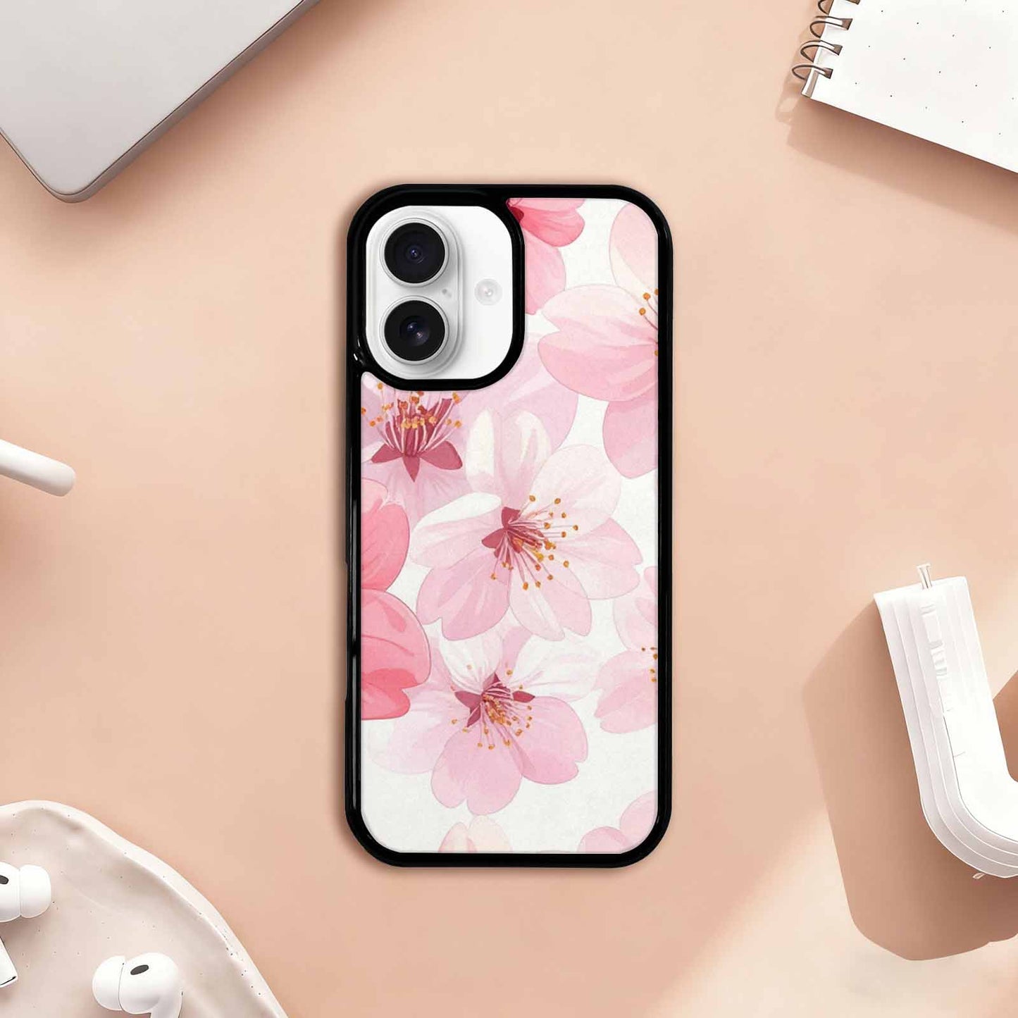 iPhone 17 Case — Japanese Cherry Blossom Pattern, Floral, Custom Printed Phone Case