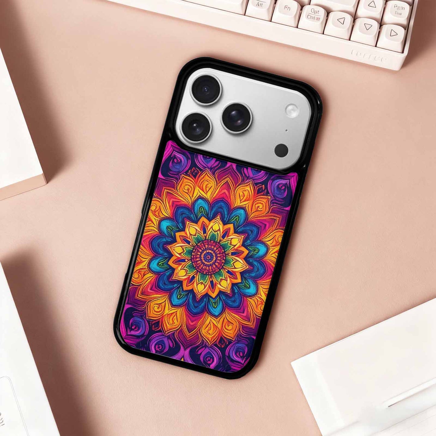 iPhone 17 Pro Case — Tie Dye Mandala Art Seamless Tie, Custom Art Phone Cover