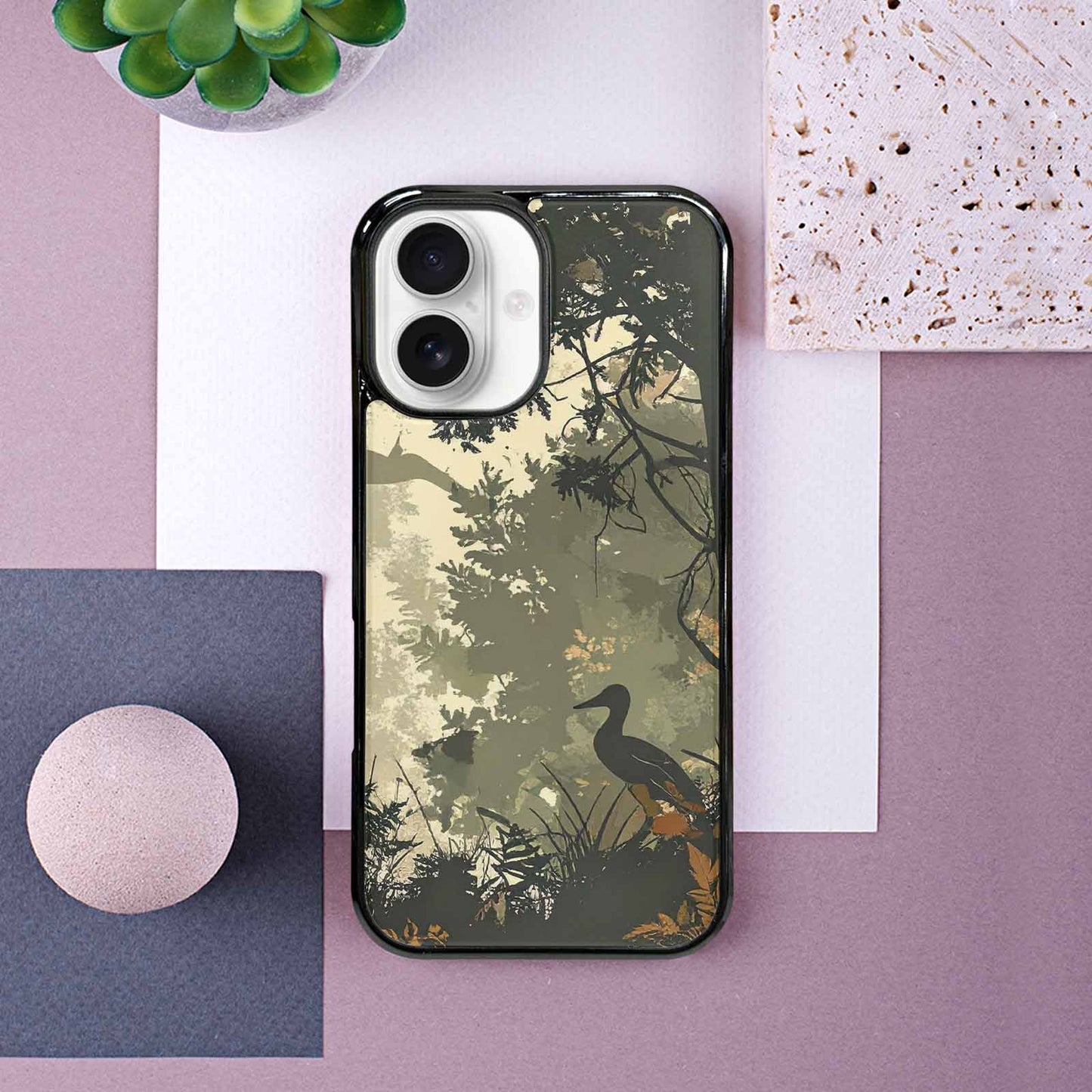 iPhone 16 Case — Hunting Camouflage Pattern With Deer And, Custom Phone Case