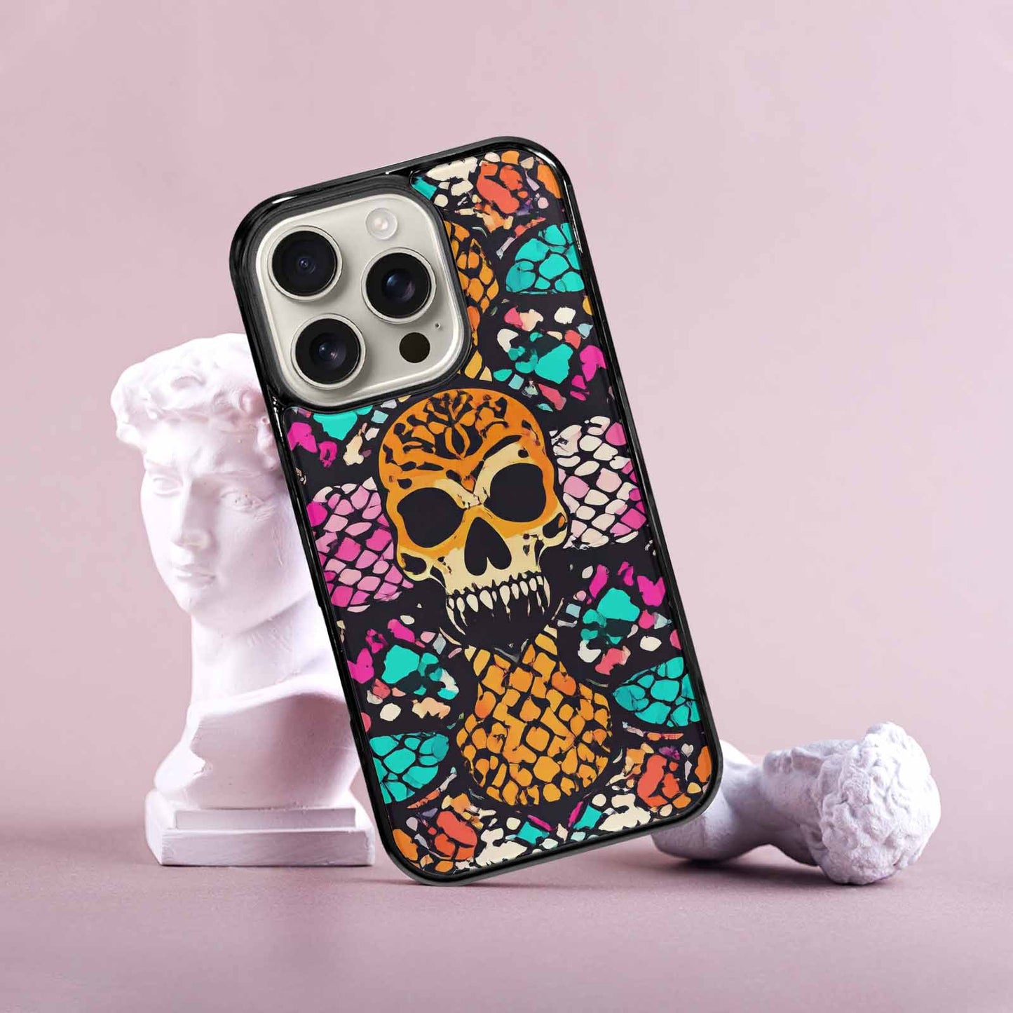 iPhone 16 Pro Case — Snake Print Skull, Custom Print Case Cover