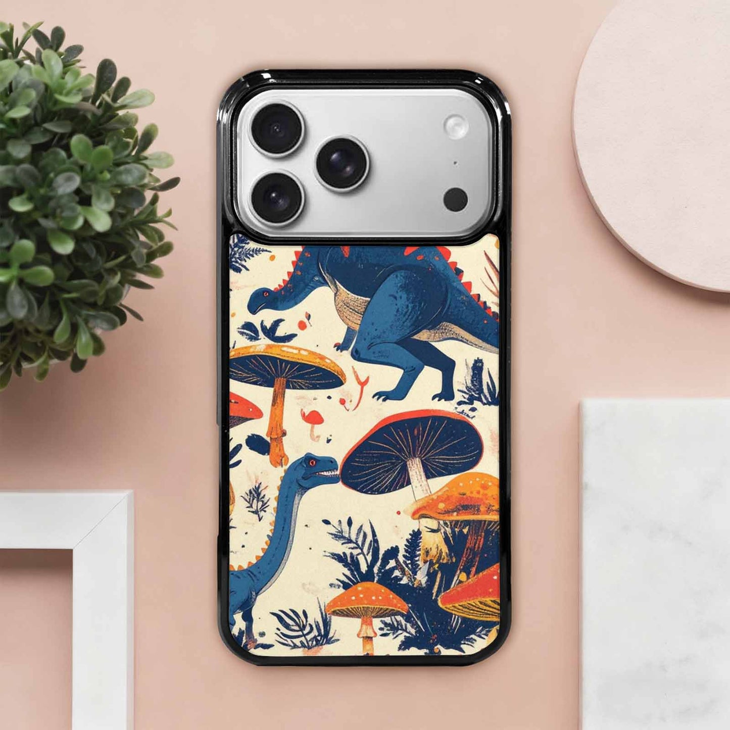 iPhone 17 Pro Max Case — Vintage Dinosaurs Mushroom Retro Vintage, Custom Art Phone Cover