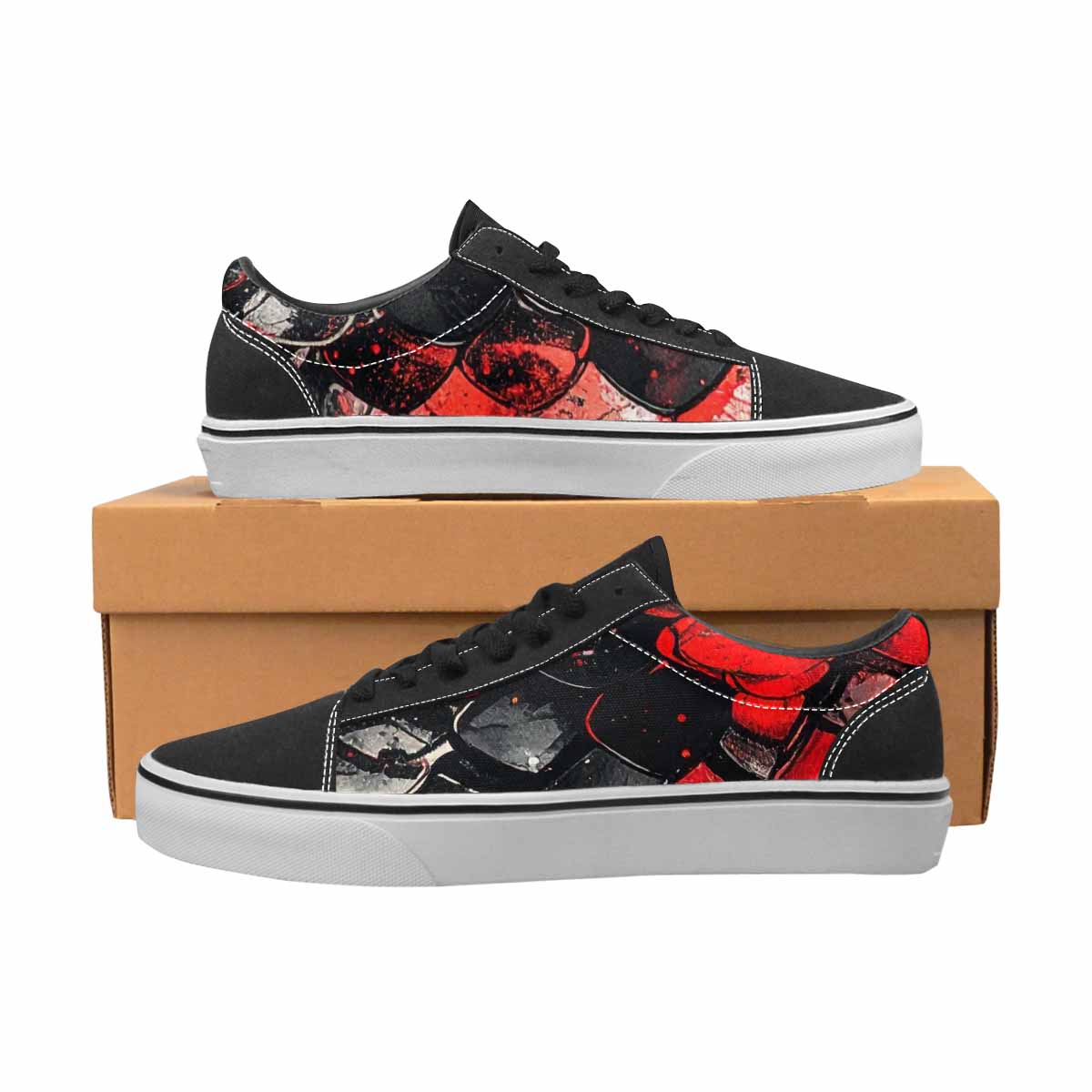 WOMEN'S Reptile Scale Lace-Up Canvas Vibrant Chaos Custom Sneakers
