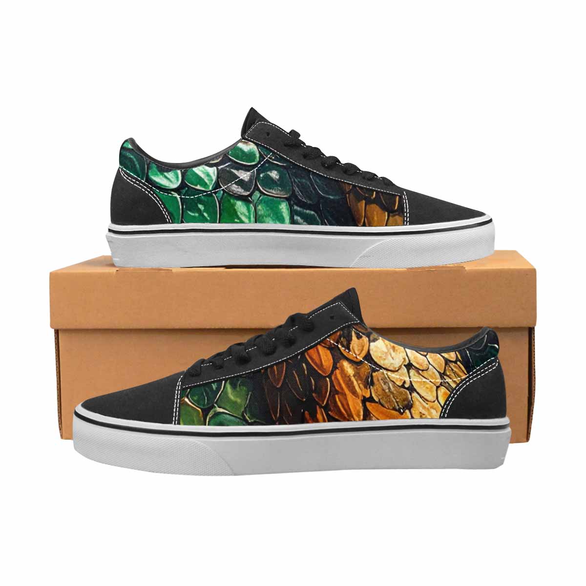 MEN'S Snake Skin Reptile Canvas Lace-Up Neon Fantasy Shoes