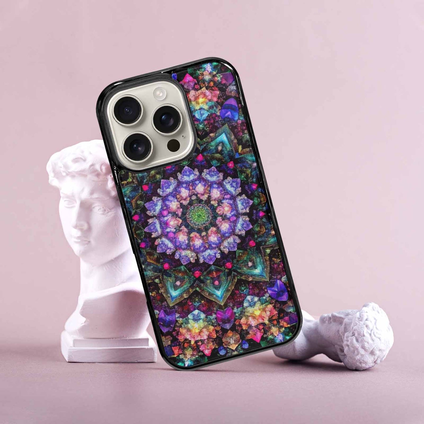iPhone 16 Pro Case — Crystal Mandala Art Seamless Pattern Vibrant, Unique Phone Case Design