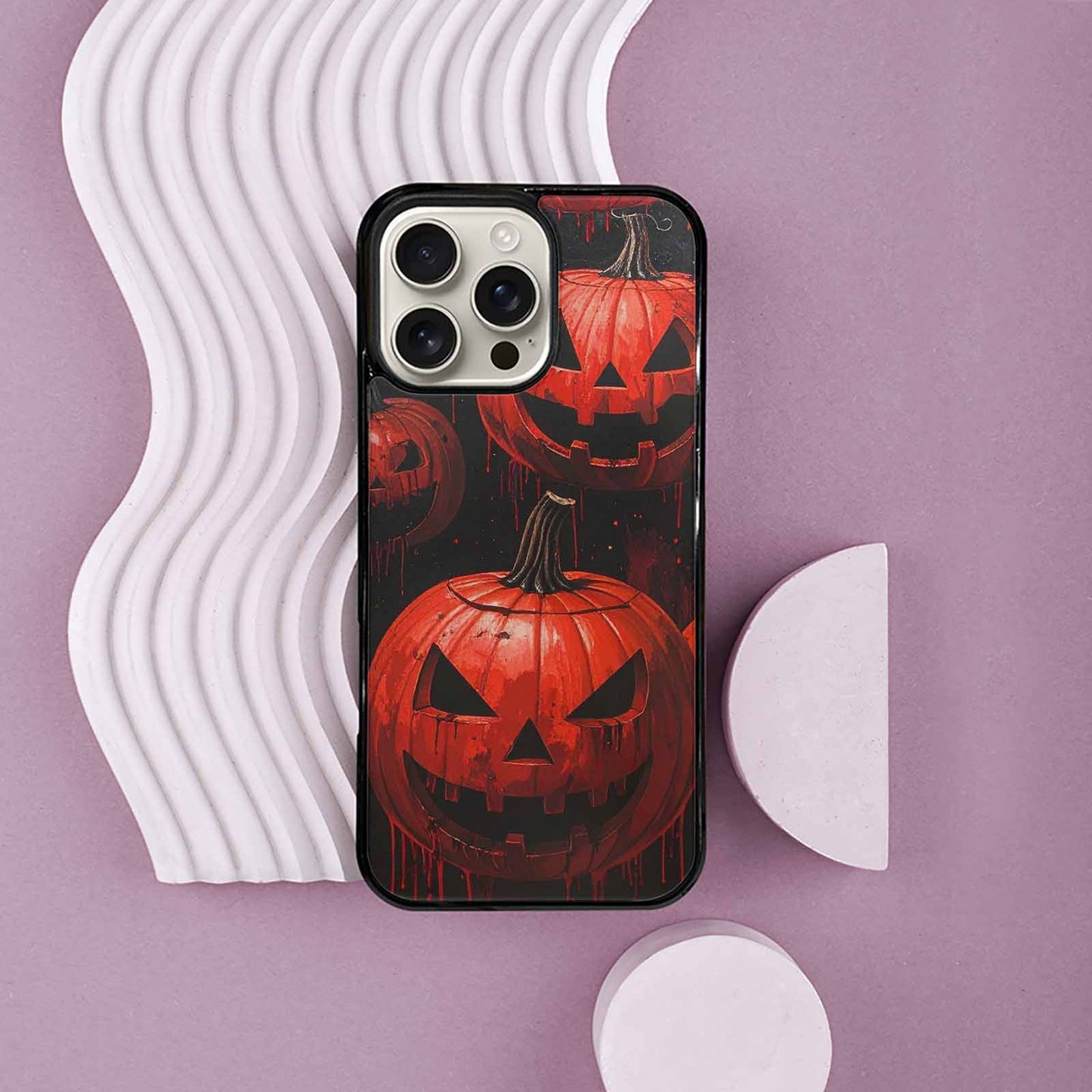 iPhone 16 Pro Max Case — Bloody Pumpkin Face Custom, Original Design Phone Case