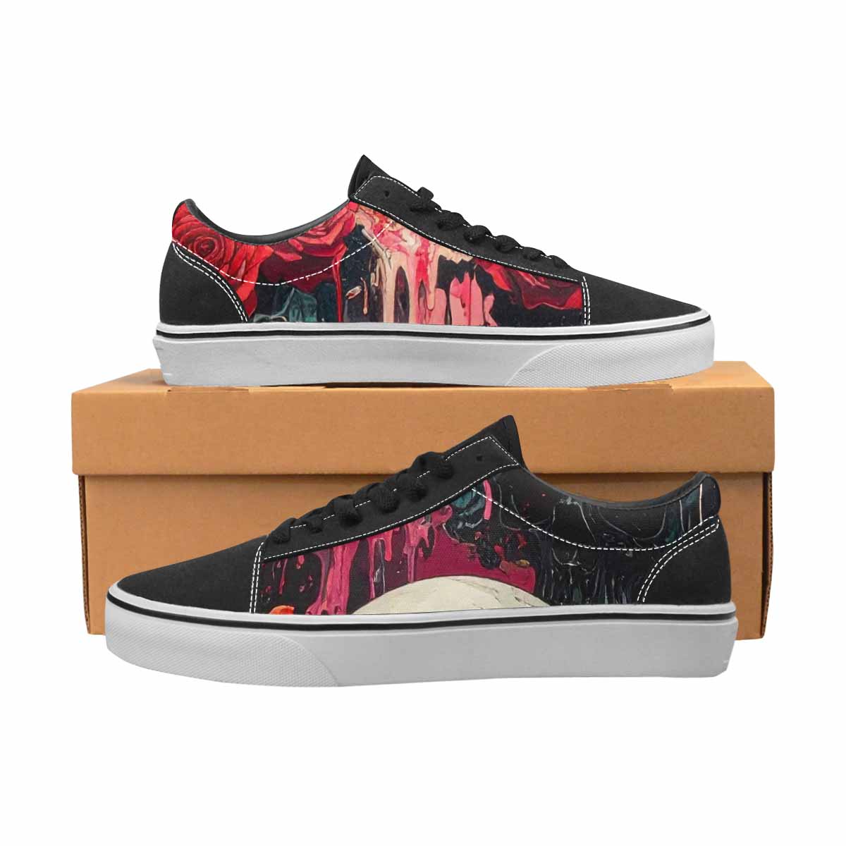 WOMEN'S Skulls Roses Skulls Roses Lace-Up Canvas Vibrant Chaos Sneakers