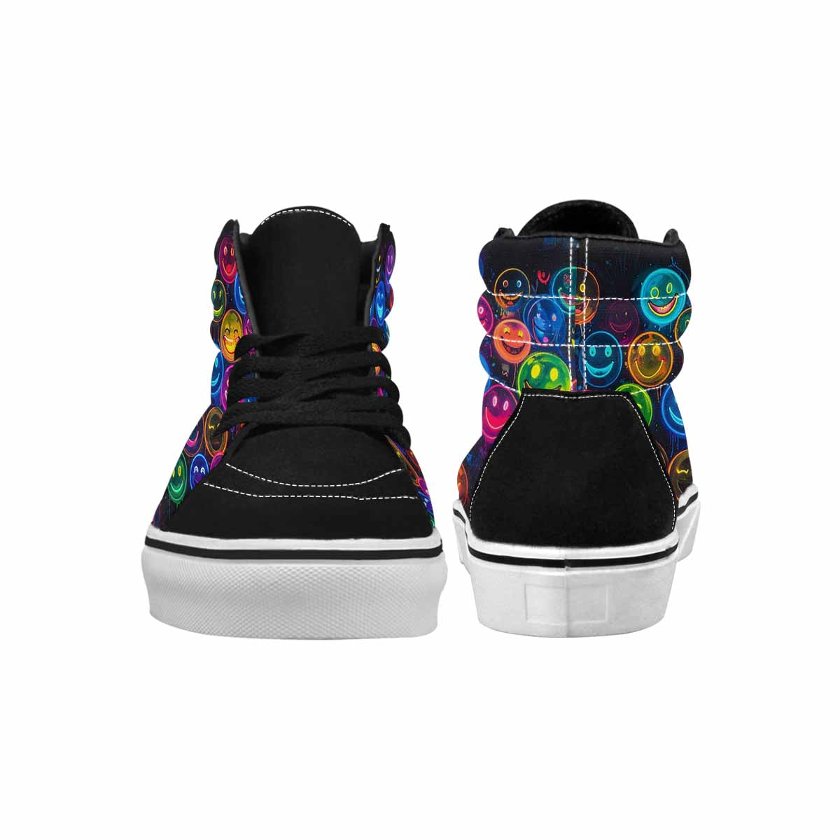 MEN'S Smiley Faces × Glow High Top Canvas Melting Art Custom Sneakers