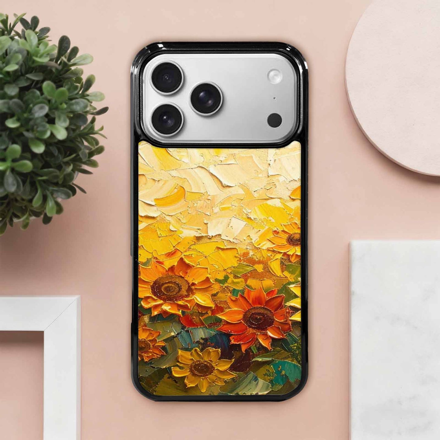 iPhone 17 Pro Max Case — Impressionist Sunflower Brushstroke Pattern Hundreds Of, Custom Made Phone Cover
