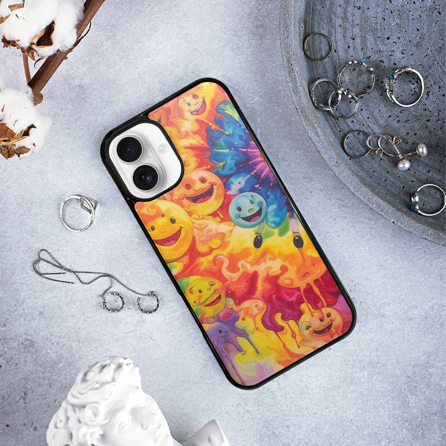 iPhone 16 Plus Case — Smiley Facessmiley Faces Tie D 4f3, Customized Protective Case