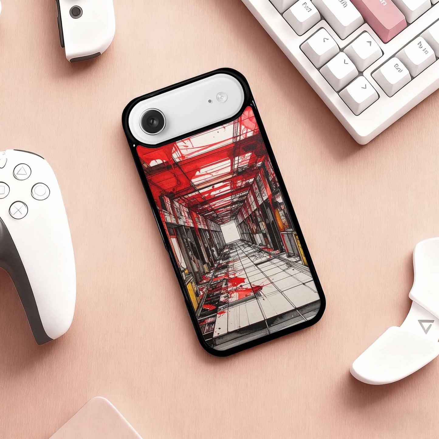 iPhone 17 Air Case — Liminal Space Fragment Black Red Galaxy, Custom Printed Phone Case