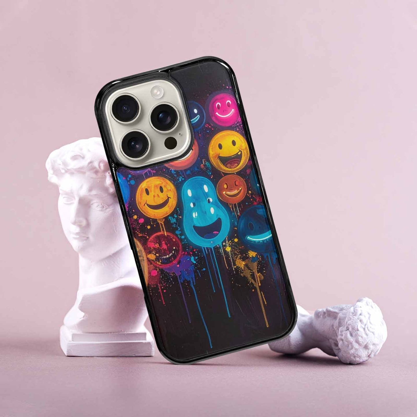iPhone 16 Pro Case — Smiley Faces Glow Smiley Faces Pattern, Customized Protective Case