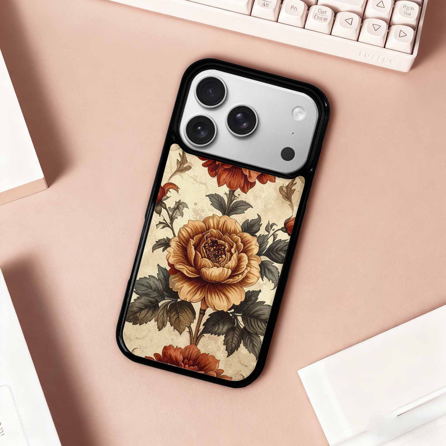 iPhone 17 Pro Case — Vintage Botanical Art Pattern Floral, Custom Print Case Cover