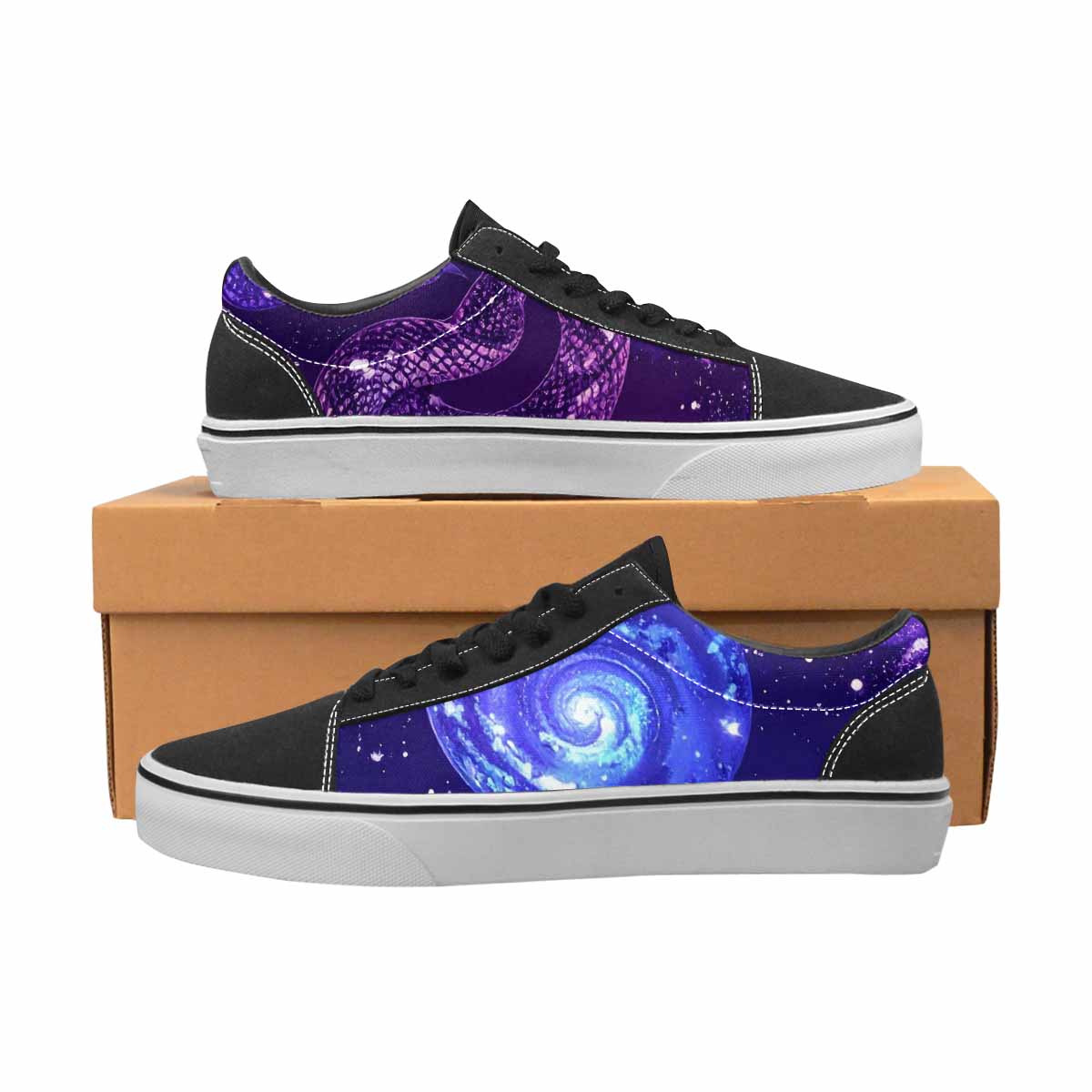 WOMEN'S Galaxy Snake Print Canvas Lace-Up Grunge Custom Sneakers