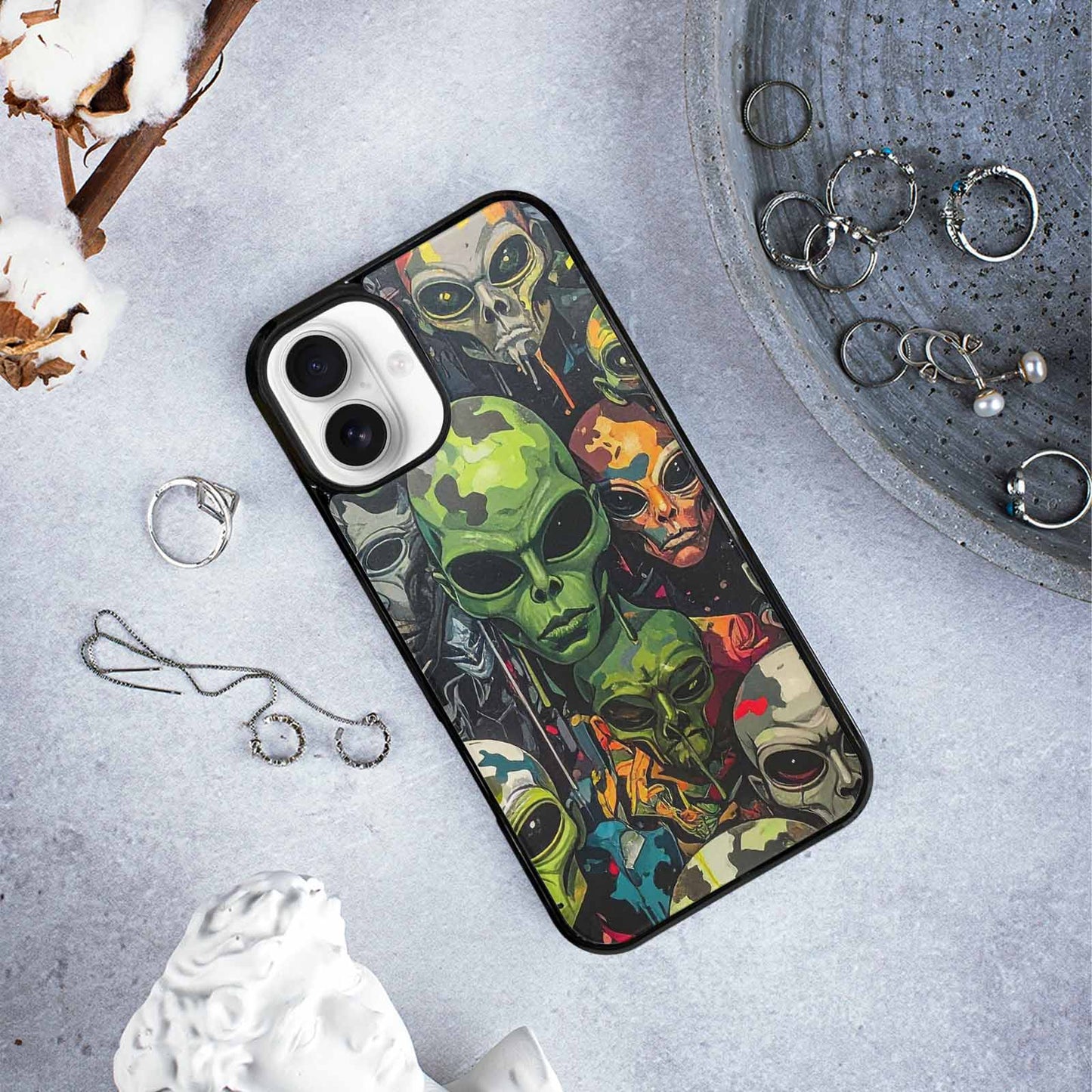 iPhone 16 Plus Case — Aliens Camo Aliens Pattern Hundreds Of, Unique Phone Case Design